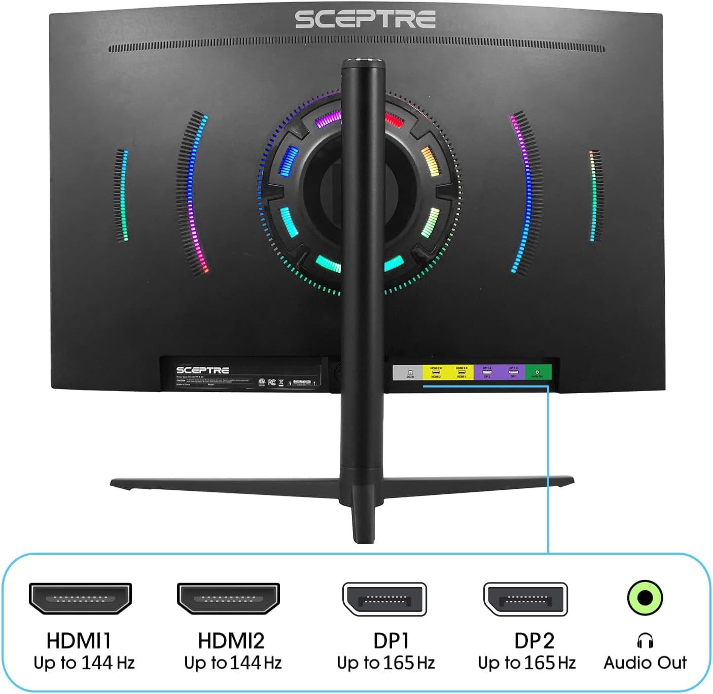 Sceptre C275B-QWD168 27" 2560x1440 VA Curved Computer Monitor, Gunmetal Black - Image 6