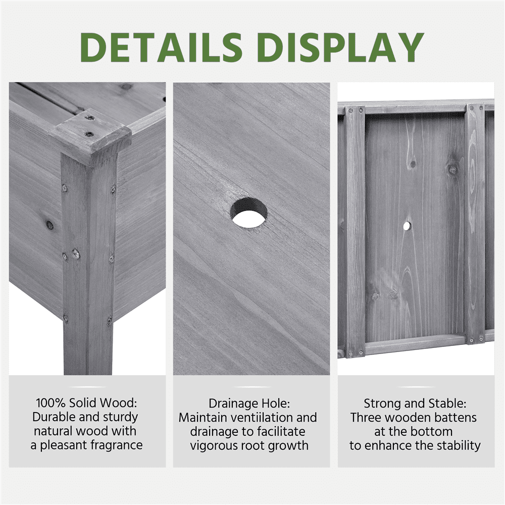 Alden Design Fir Wood Elevated Planter Raised Bed for Garden/House/Yard/Outdoor/Indoor, Gray - Image 7