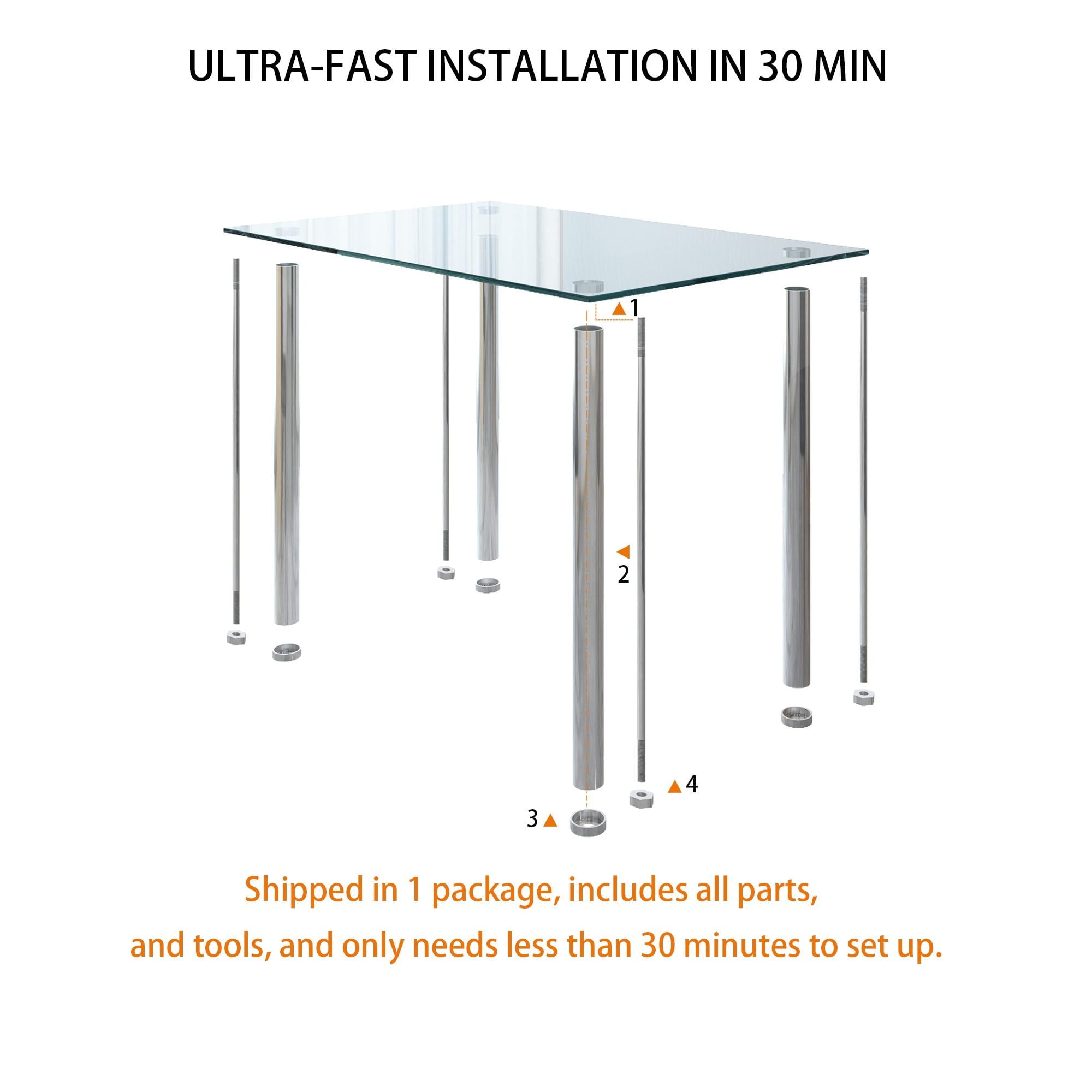 uhomepro White Kitchen Table Set, 5 Pieces Dining Table Set, Tempered Glass Dining Table and Chairs Set for 4, Upgraded Iron Dining Room Table Set with 4 PU Leather Chairs - Image 10