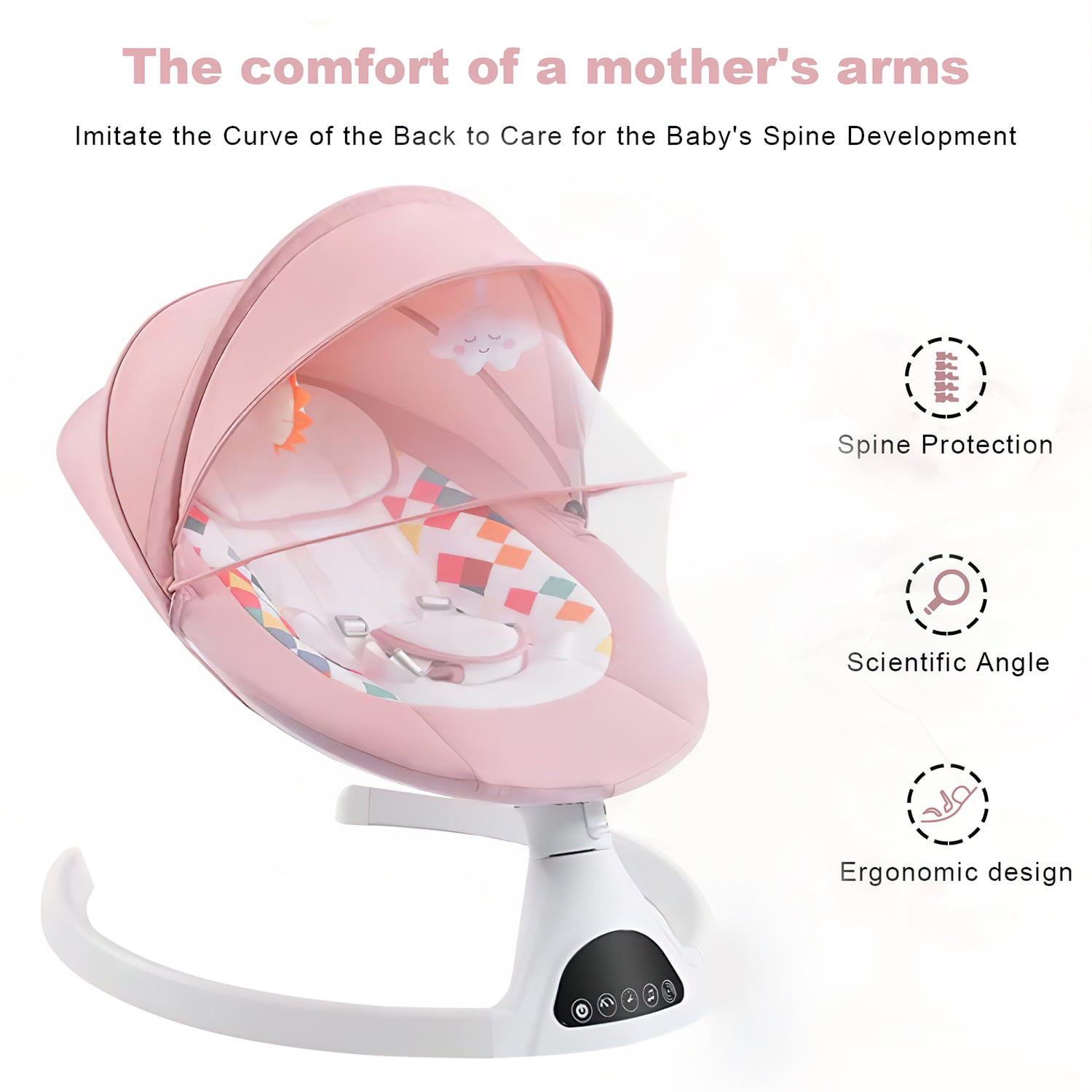 Yadala Baby Swing for Infants, Bluetooth Baby Swing Baby Rocker Chair with Gift Package, Pink - Image 8