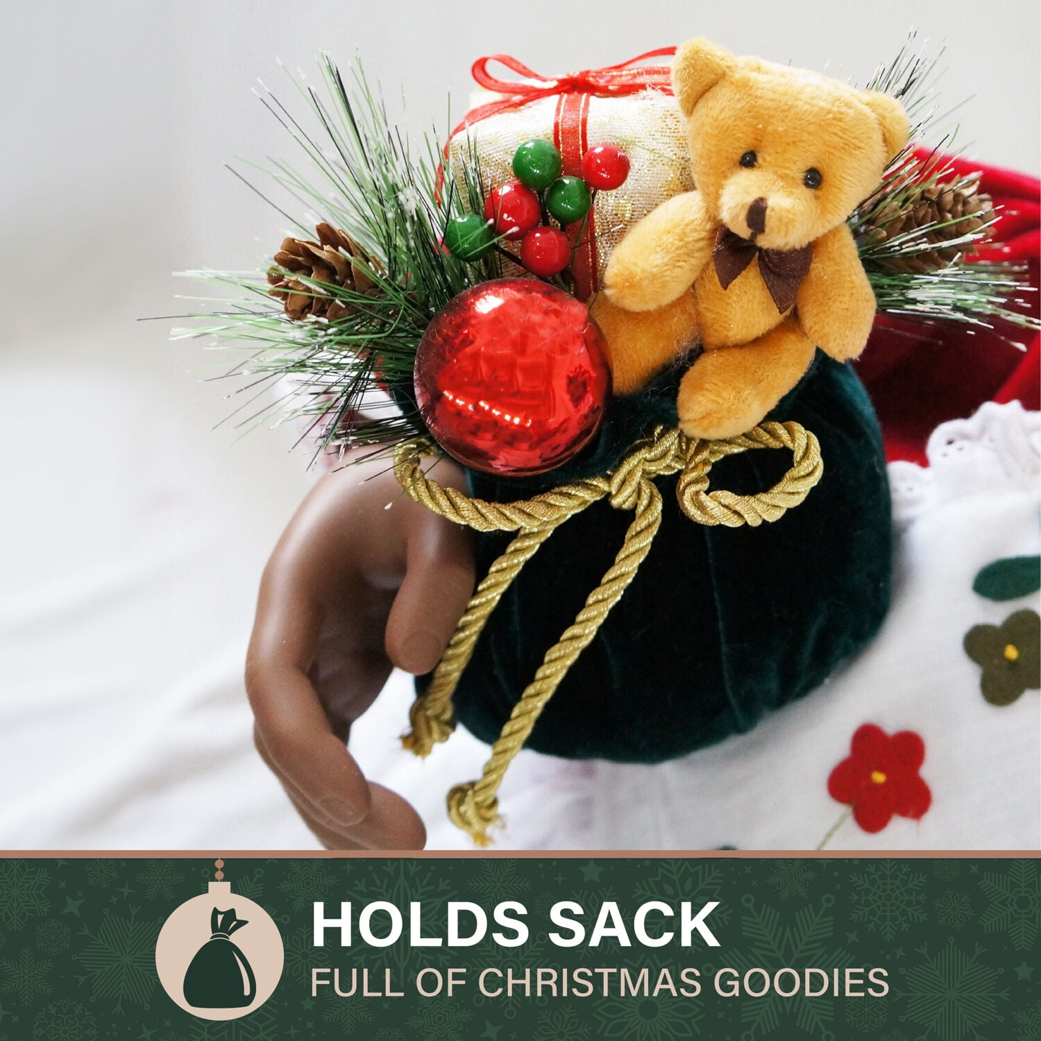 Fraser Hill Farm 3-Ft. African American Mrs. Claus Animatronic with Apron and Gift Sack, FMC036-1RD1-AA - Image 5