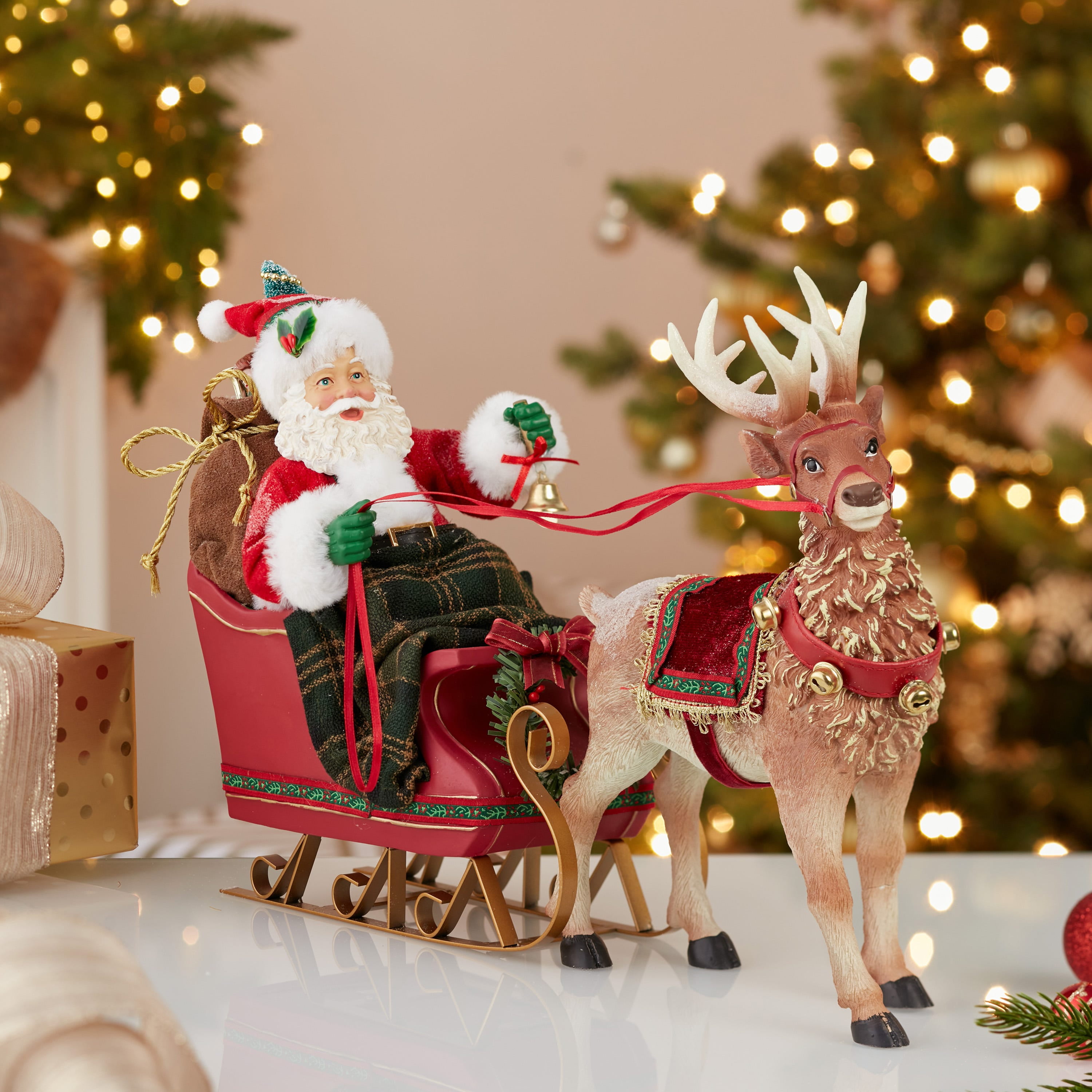 Kurt Adler Fabriché Santa in Sleigh With Deer Standing Christmas Display - Image 4