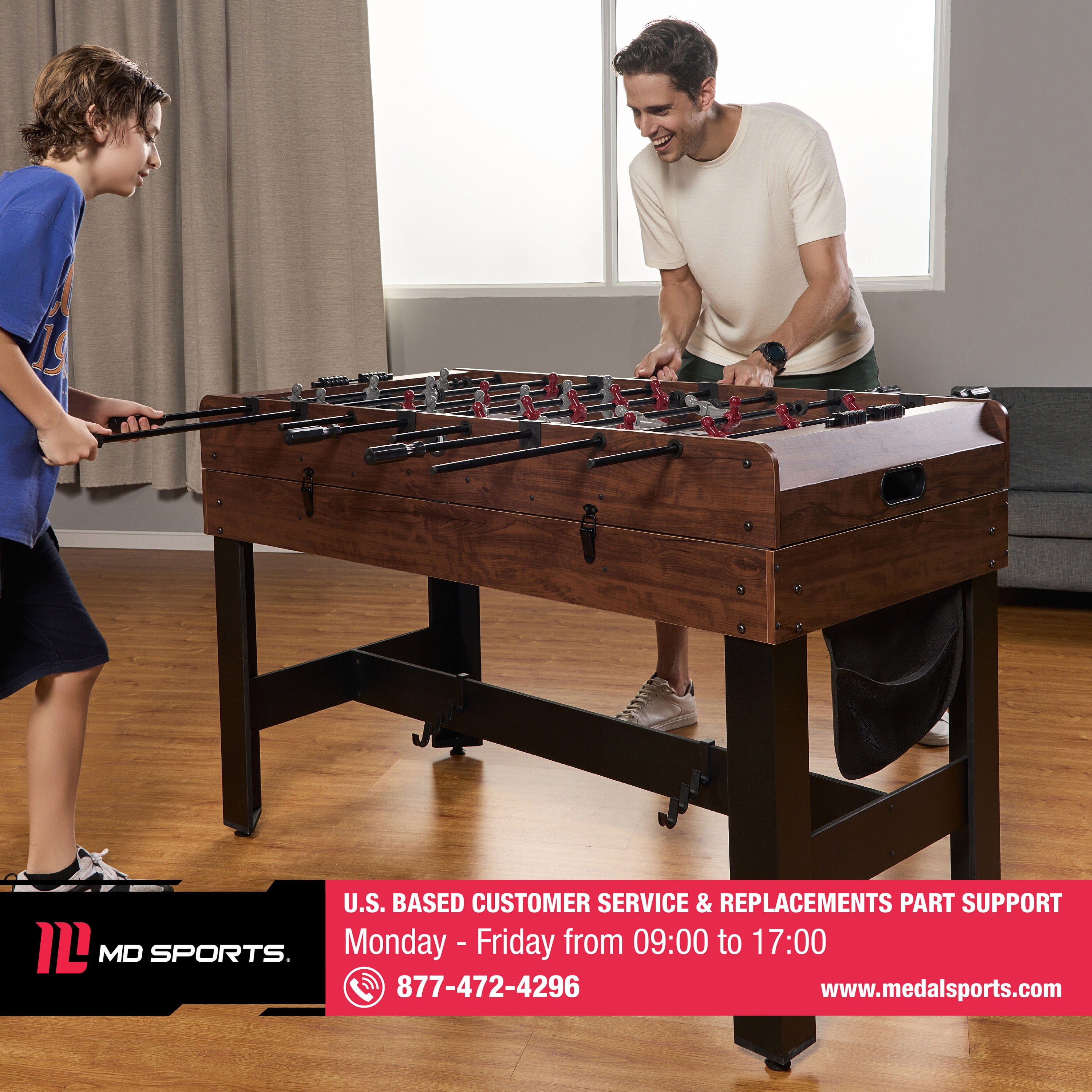54" 4-in-1 Multi Game, Billiards, Table Tennis Pong Table, Air Hockey, Foosball, by MD Sports - Image 12