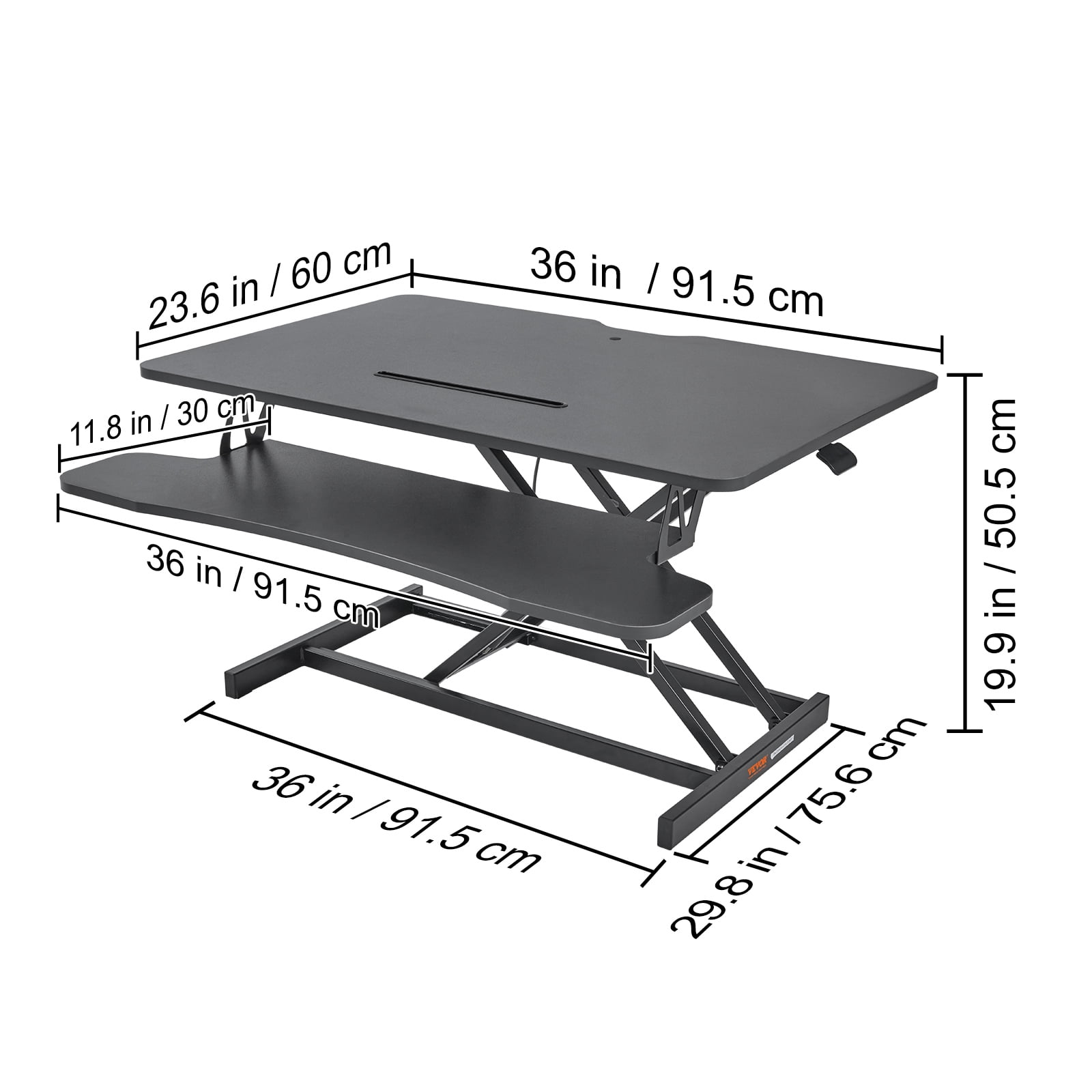 VEVOR Standing Desk Converter 2-Tier Stand up Desk Riser 36" Adjustable Height - Image 6