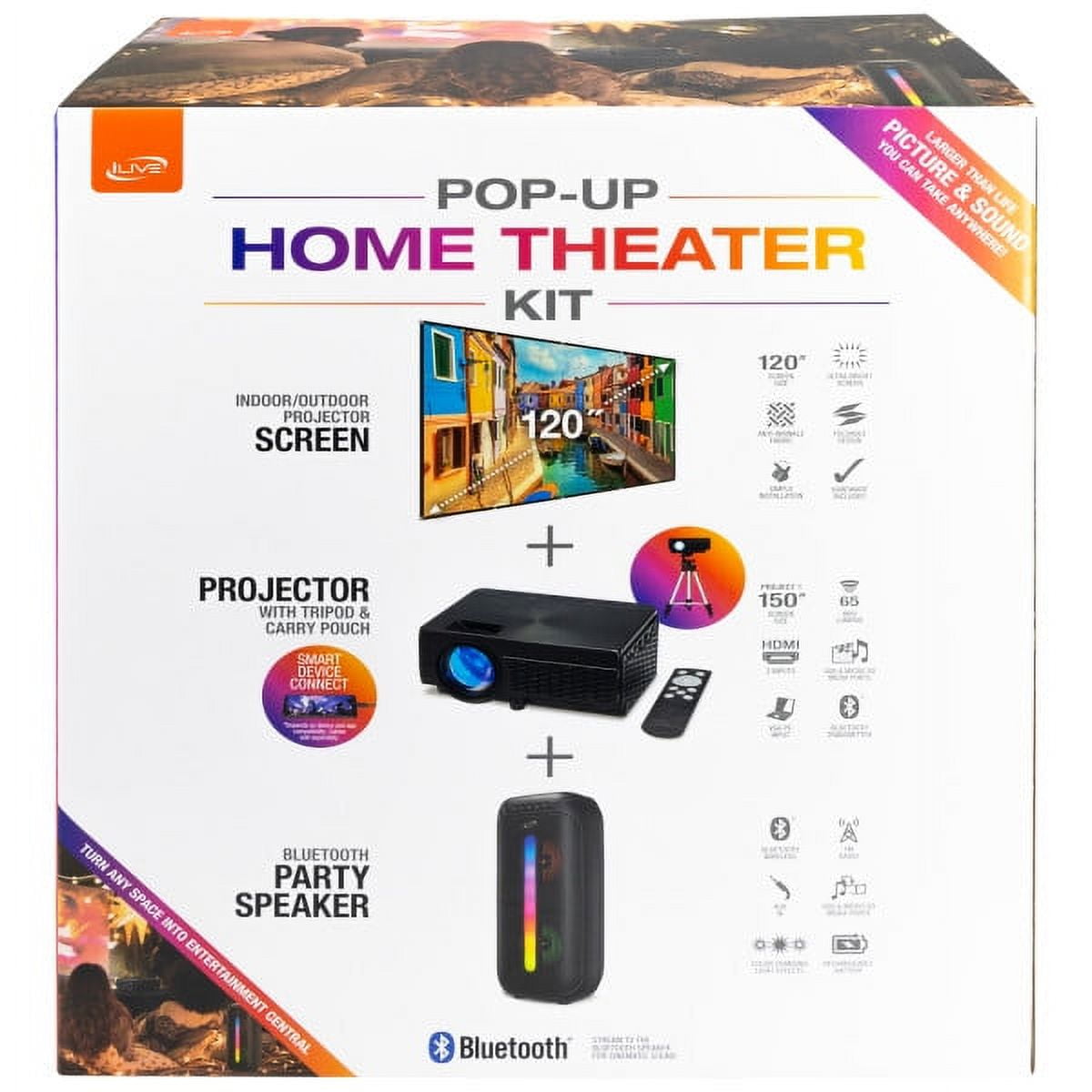 iLive Cinema Pop-up Movie Theater Kit, THE2023BDL, Black - Image 4