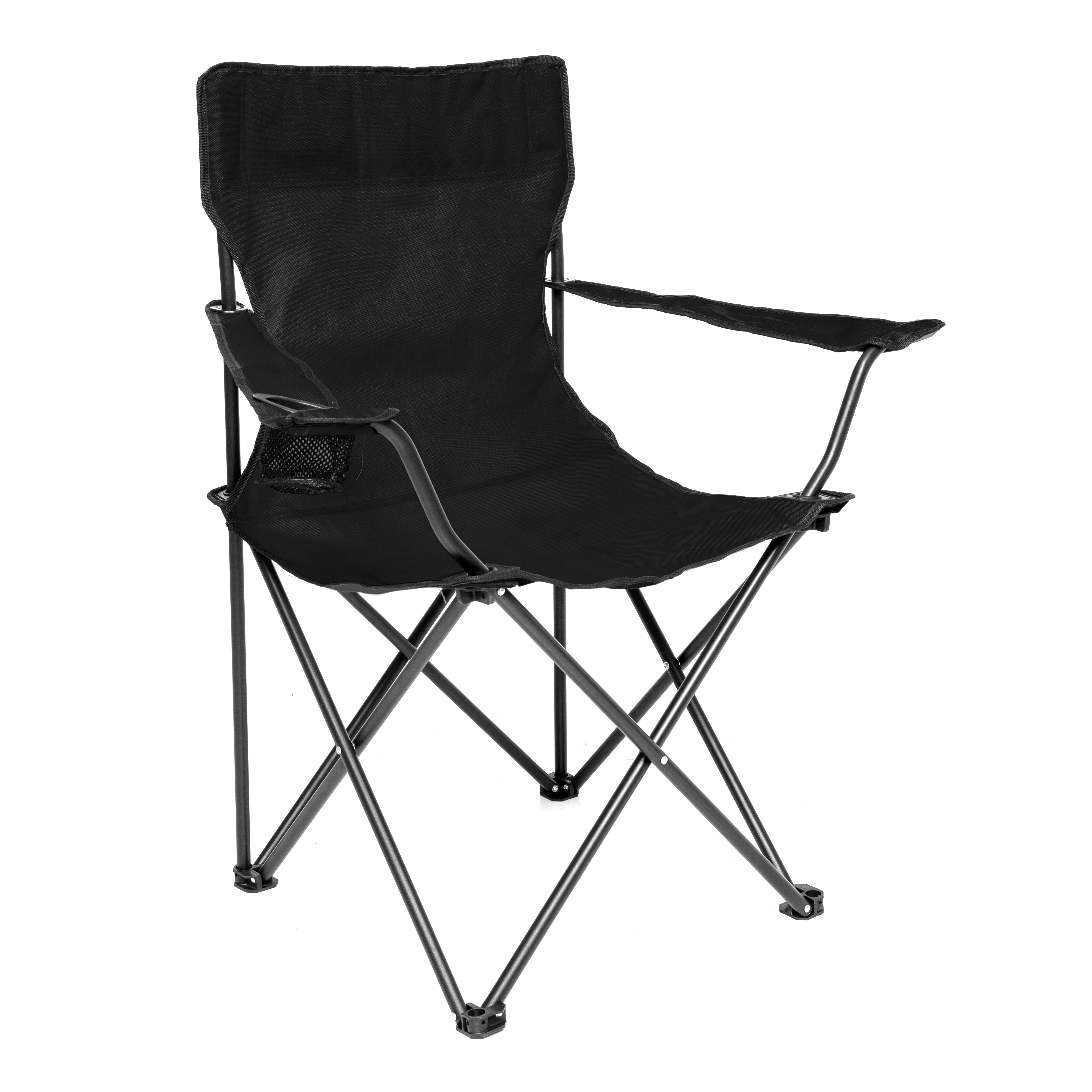 Seina Outdoor Portable Folding Chair with Armrests, Cup Holder and Carrying Bag, Black, Model# SBA-002, Adult - Image 3