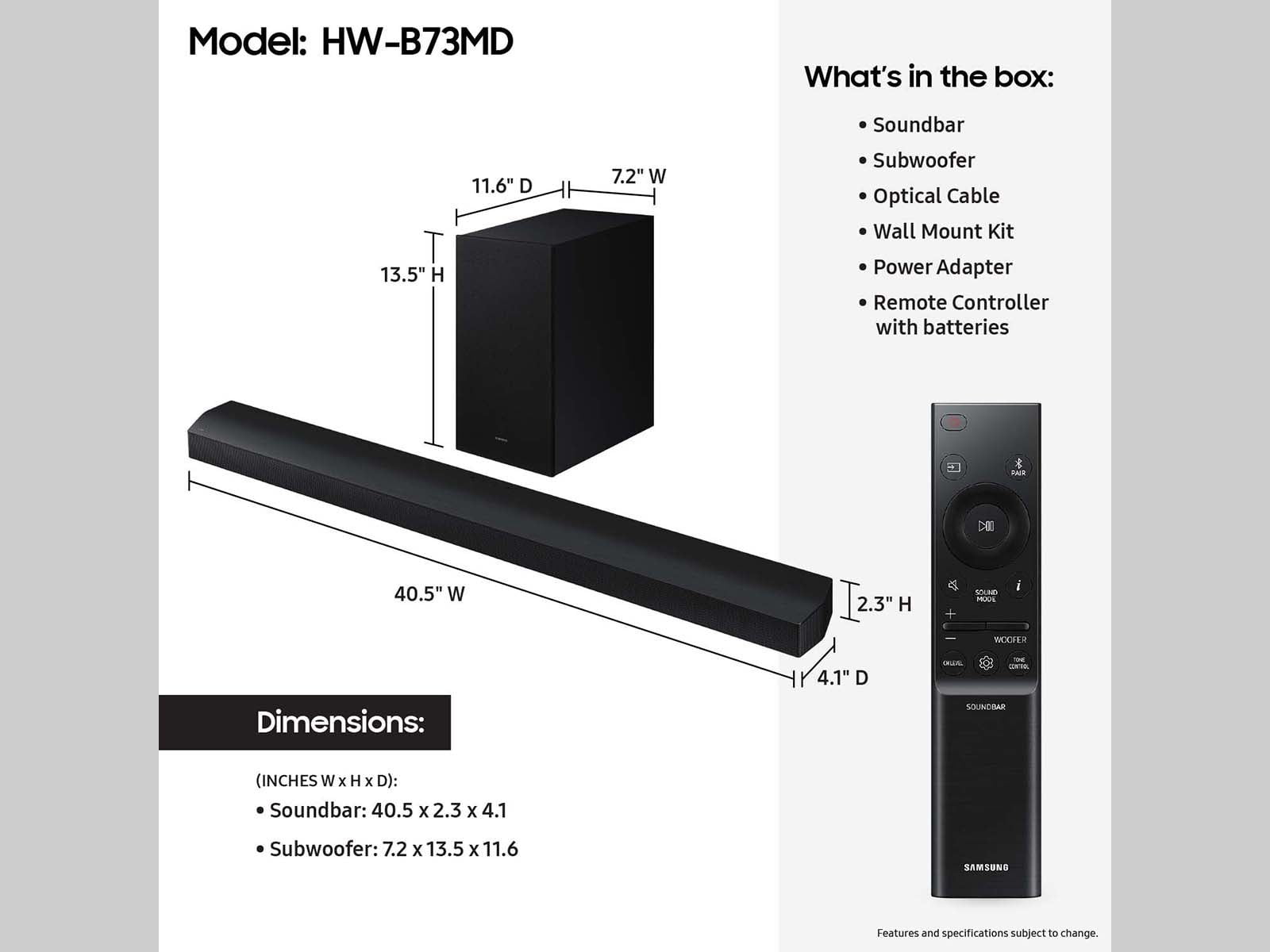 SAMSUNG B-series 5.1ch. DTS Virtual:X Soundbar HW-B73MD - Image 4