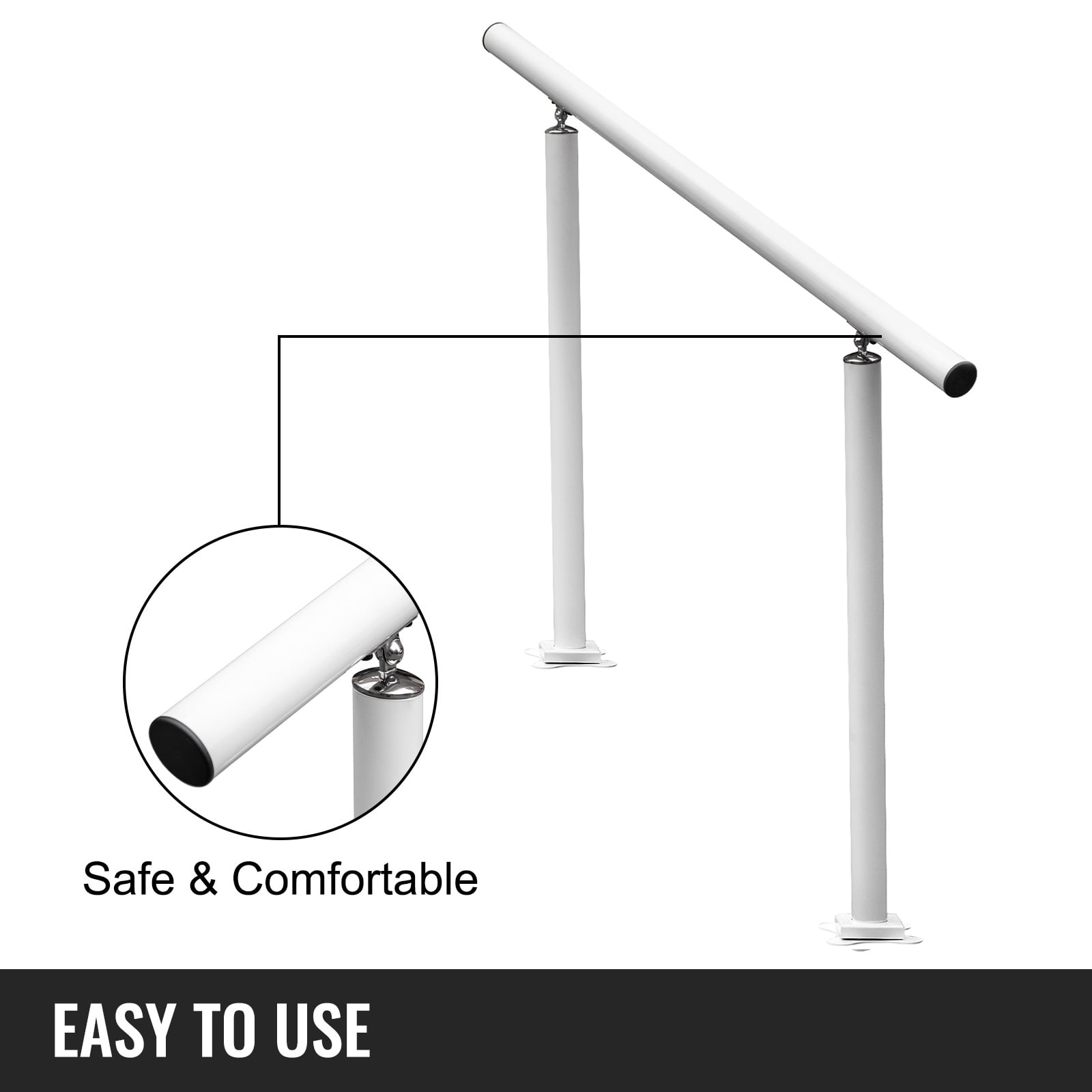 VEVOR 3 FT Handrail Adjustable from 0 to 60 Degrees, 34 inch Outdoor Handrail, Outdoor Stair Railing Handrail for White Aluminum Stair Railing for Garden, Office Area - Image 8