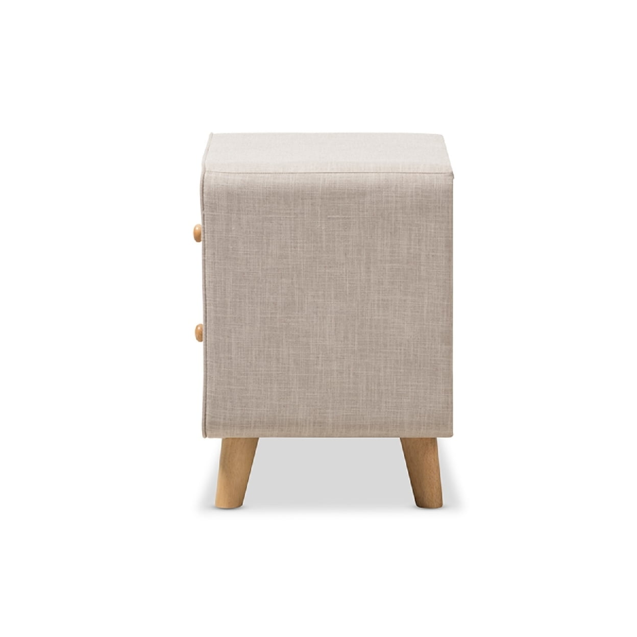 Baxton Studio Jonesy Mid-Century Beige Linen Upholstered 2-Drawer Nightstand - Image 5