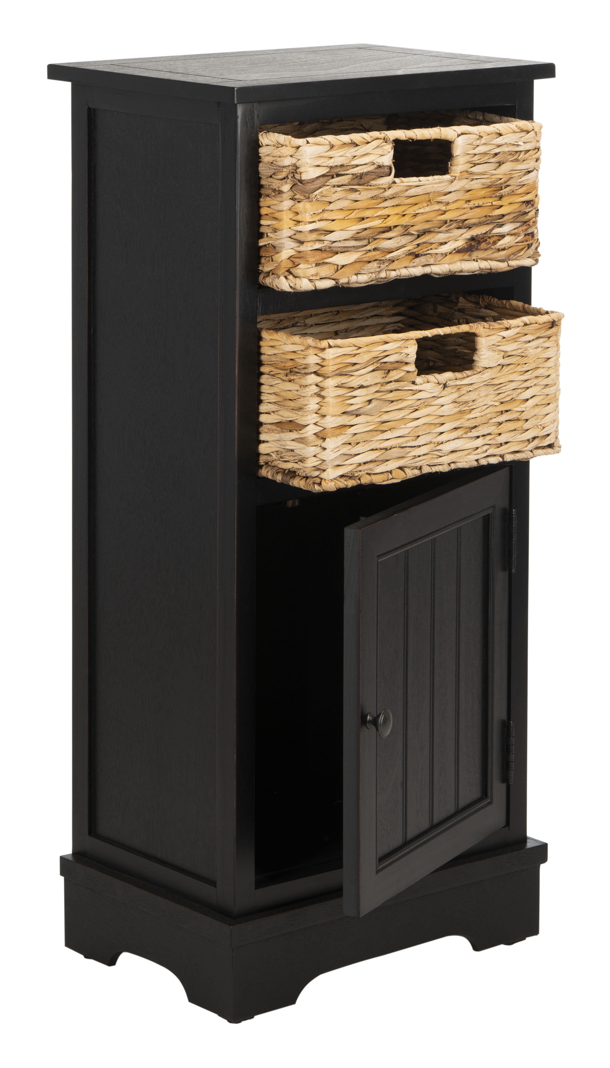 SAFAVIEH Connery Solid Nautical 2 Wicker Basket Storage Cabinet, Distressed Black - Image 8