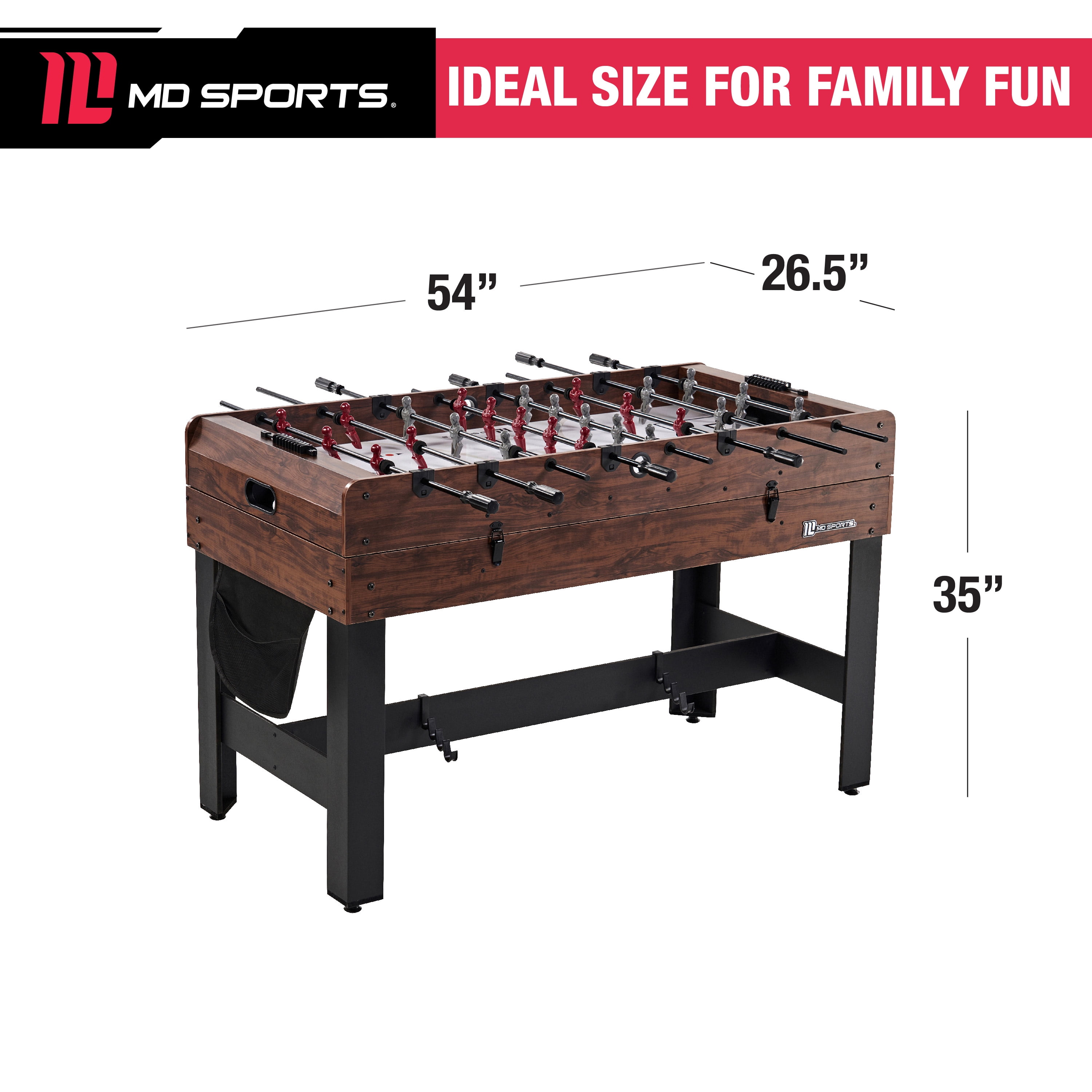 54" 4-in-1 Multi Game, Billiards, Table Tennis Pong Table, Air Hockey, Foosball, by MD Sports - Image 11