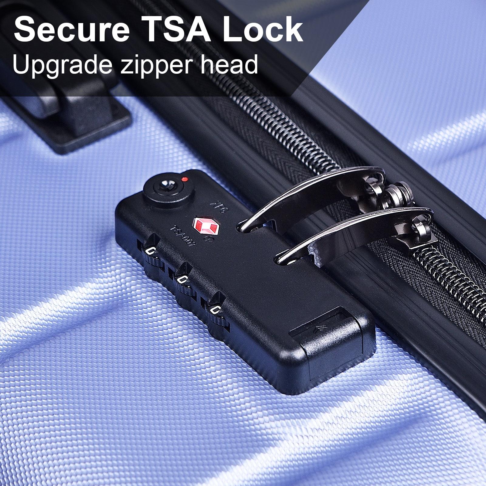 20/24/28" 3 Piece Luggage Sets,ABS Hardshell Hardside TSA Lock with Spinner Wheels,Lavender Purple - Image 7