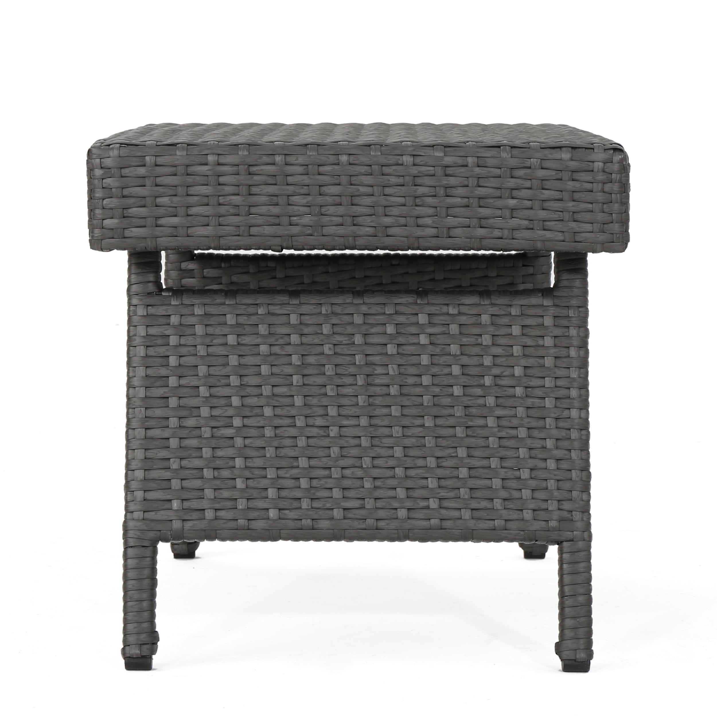 Noble House Anthony Outdoor Wicker Adjustable Folding Table, Grey - Image 4