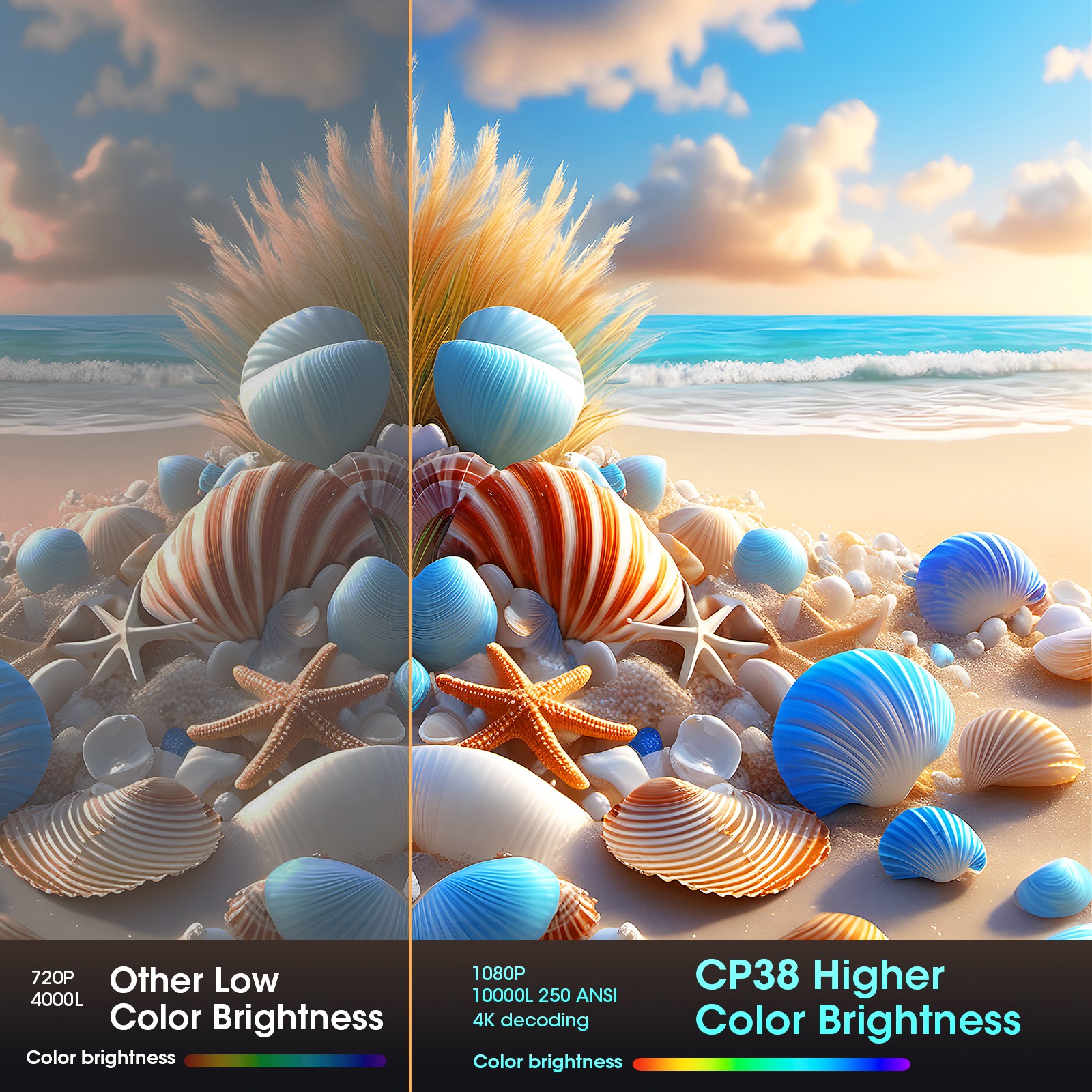 Android Smart Proyector with Wifi 6 and Bluetooth, Mini Portable 270° Rotatable Movie Projector, 1080P 4K Supported, 250 ANSI, 10000 LM, Auto Keystone Outdoor Projector, HDMI cable included - Image 6