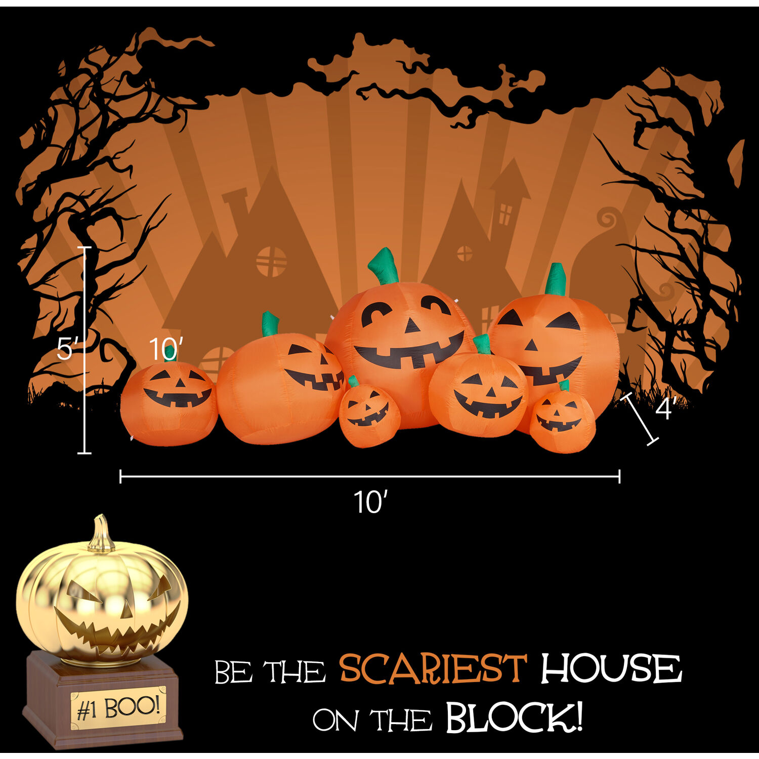 Haunted Hill Farm 10 ft Wide Prelit Inflatable Pumpkin Family, HIPMPKNFM101-L - Image 10