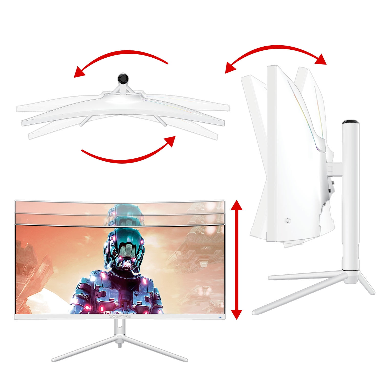 Sceptre 30" Curved Ultrawide Monitor 2560 x 1080 up to 200Hz DisplayPort HDMI 1ms AMD FreeSync Premium 99% sRGB Picture by Picture/PIP, Build-in Speakers Apple-White 2022 (C305B-FUN200W) - Image 4