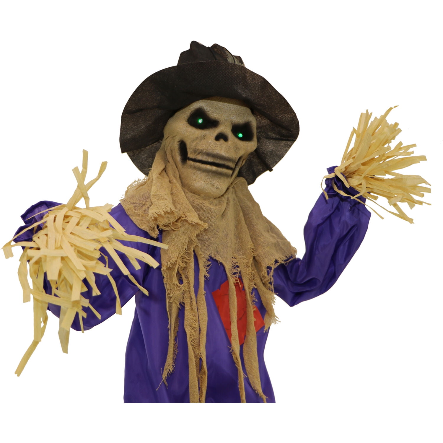 Haunted Hill Farm 6 ft Standing Halloween Scarecrow Yard Decoration with LED Green Eyes, HHSCR-5FLS - Image 11