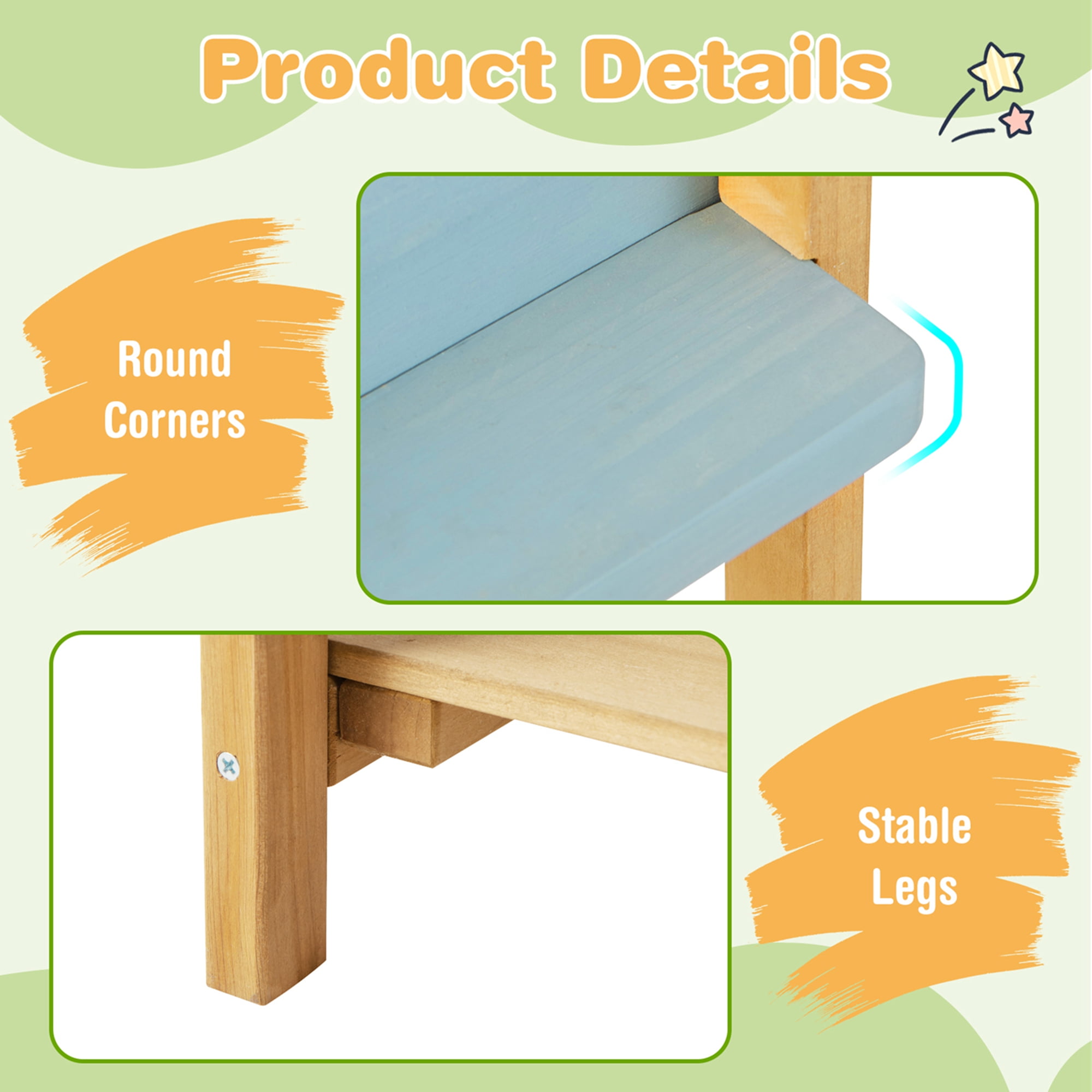 Costway Outdoor Mud Kitchen Set Fir Wood Kids Play Set with Removable Water Box - Image 6