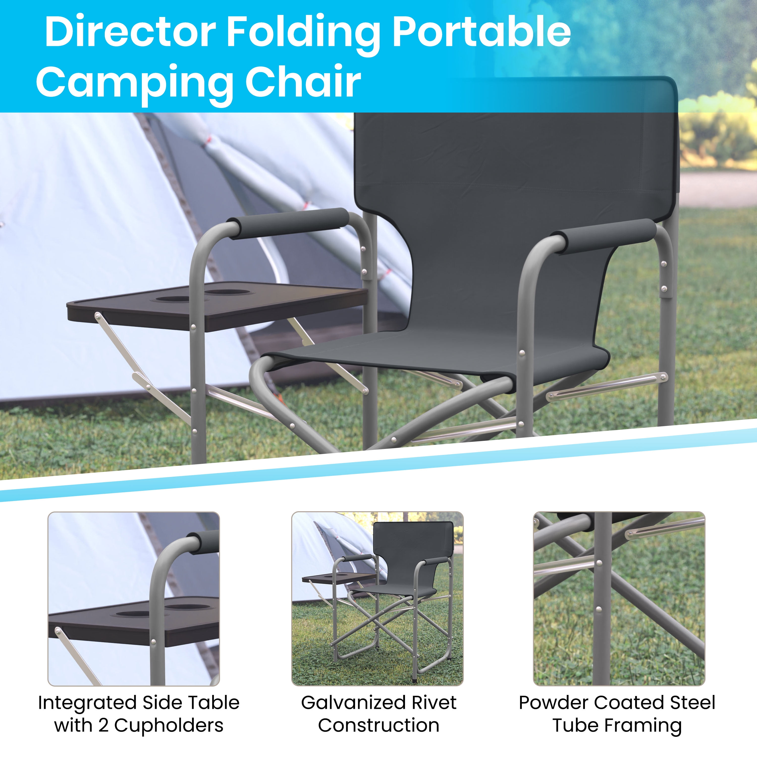 Flash Furniture Steel Camping Chair, Gray - Image 10