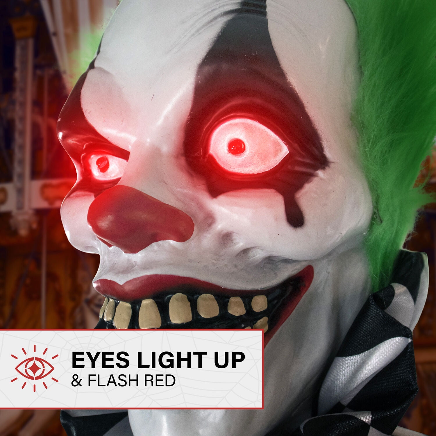 Haunted Hill Farm 5.9 ft Life-Size Animatronic Clown Halloween Decoration with Lights and Sound, HHCLOWN-7FLSA - Image 20