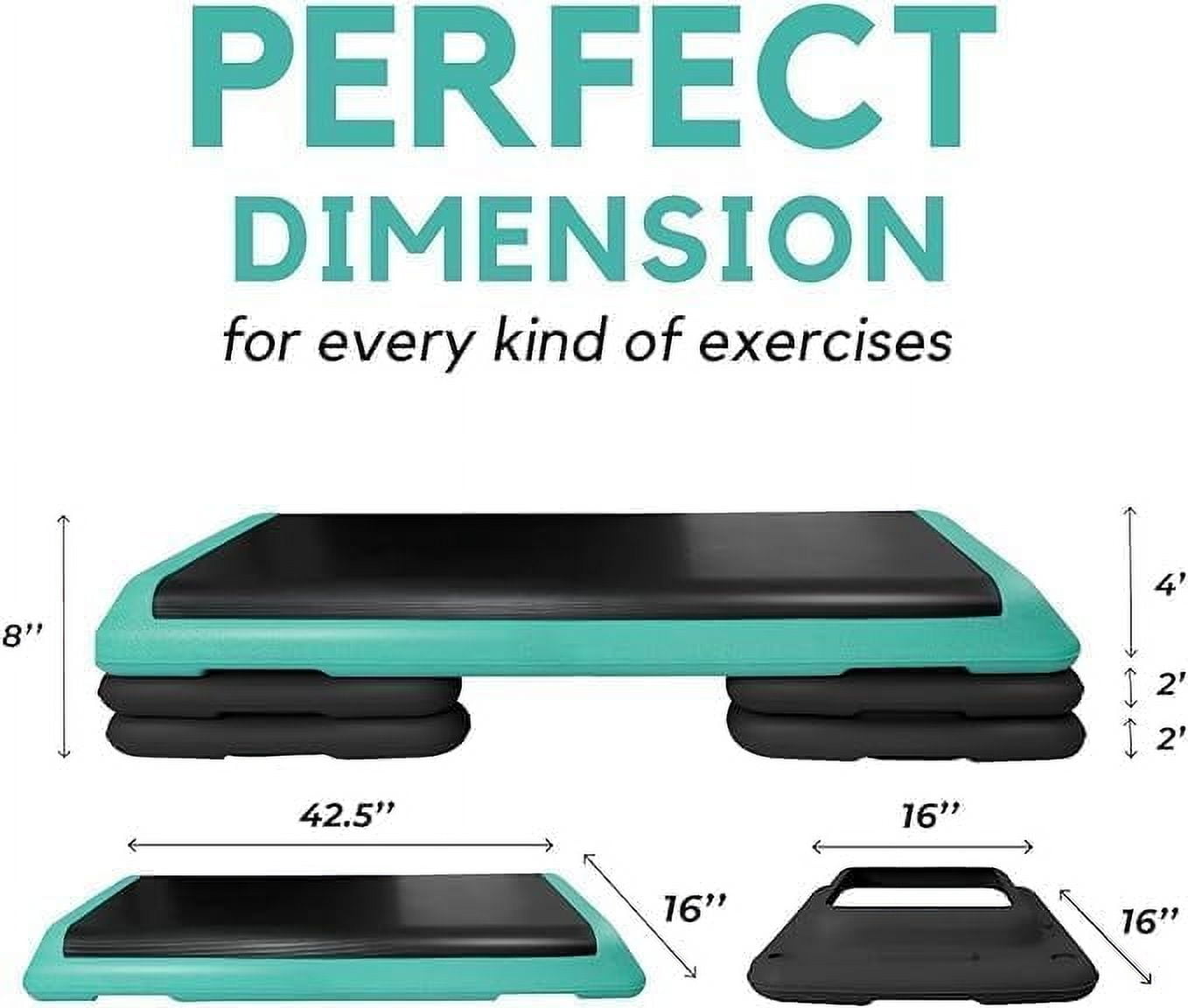 Yes4All Health Club-Sized Adjustable Aerobic Exercise Step Platform with 4 Included Adjustable Risers and Extra Riser Options - Green Black - Image 3