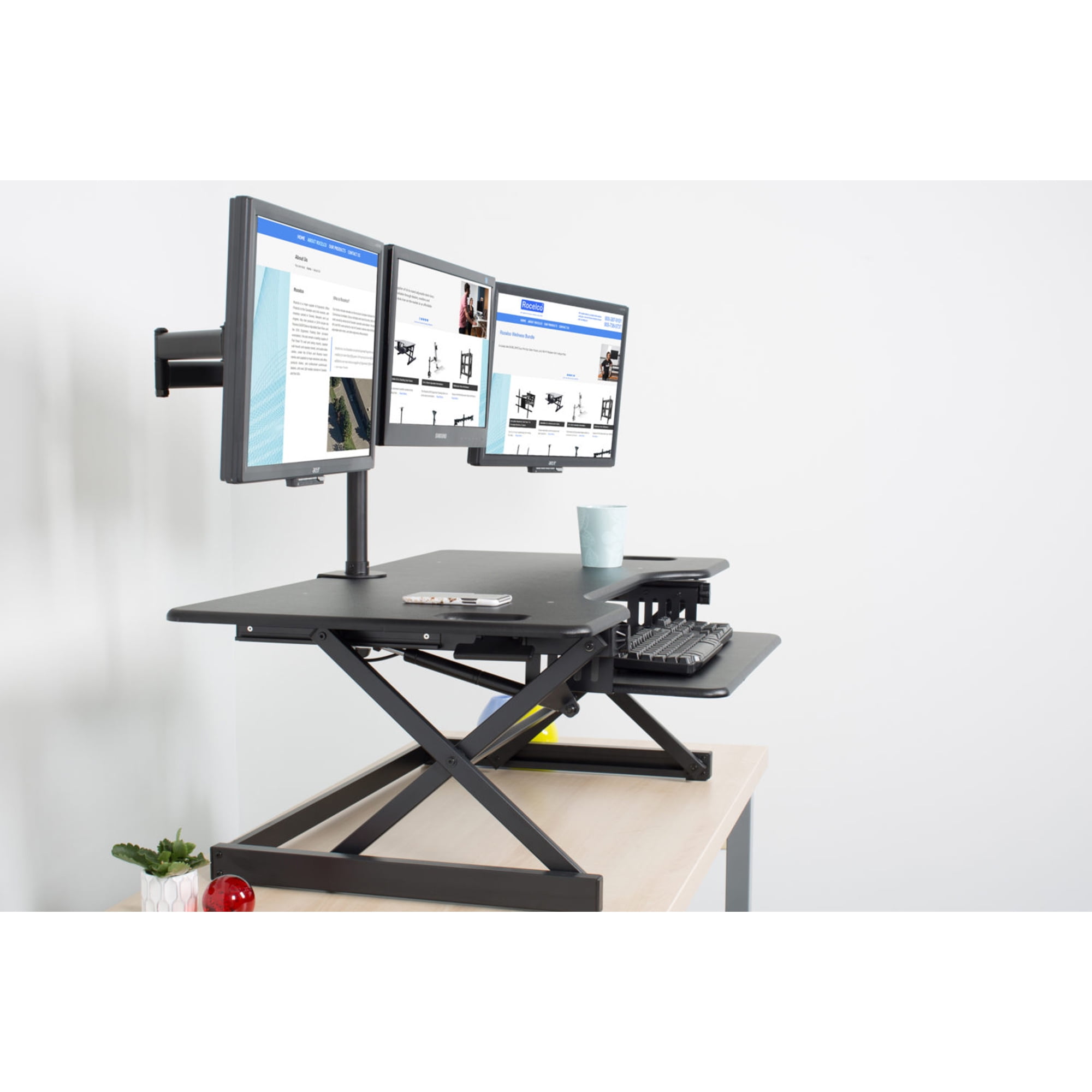 Rocelco Standing Desk Converter 46 Inch Deluxe Adjustable Riser, Black - Image 5