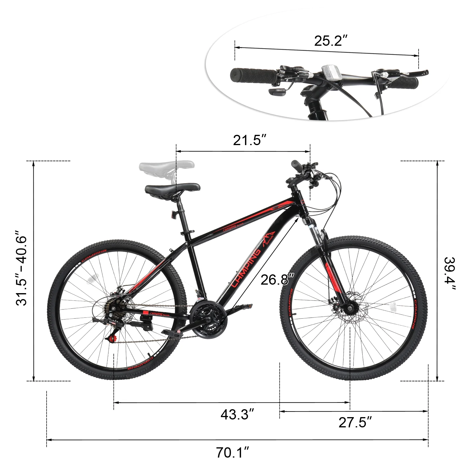 UBesGoo 27.5in Mountain Bike 21 Speed for Adult with Disc Brakes & Suspension, Black - Image 4