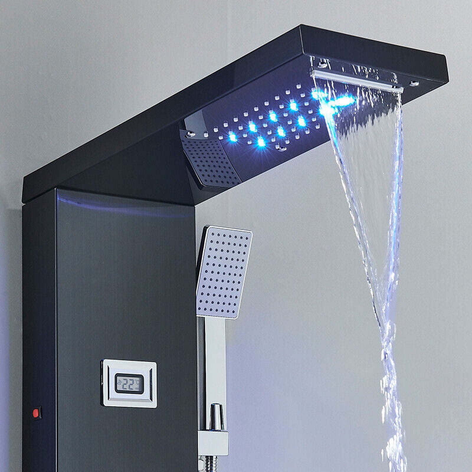 Zovajonia LED Shower Panel Tower System, Multi-Functions Shower Tower, Waterfall Showerhead, Shower Jets, Stainless Steel Rain Shower System Oil Rubbed Bronze - Image 8