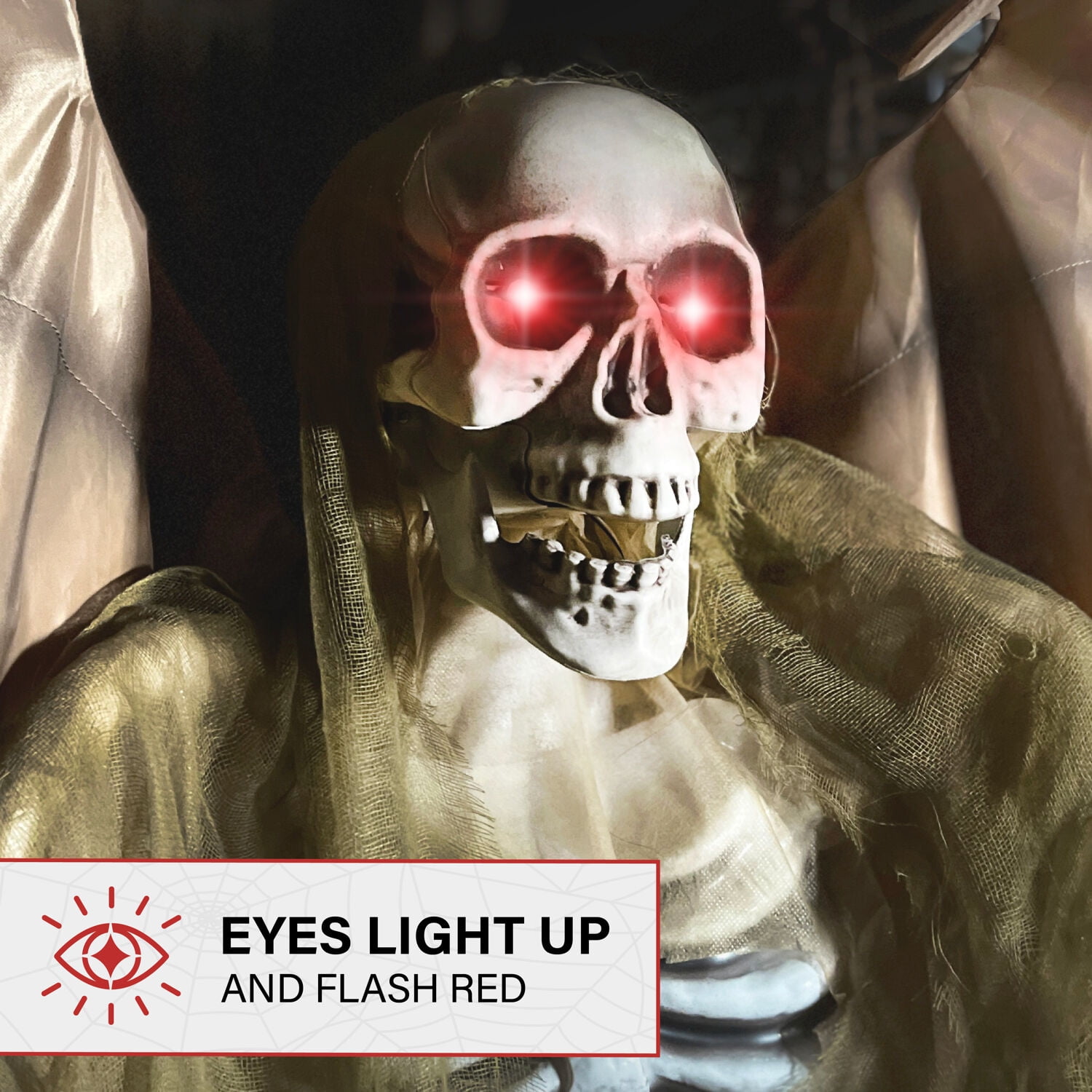 Haunted Hill Farm 5.5 ft Life-size Animatronic Reaper with Wings, Halloween Decoration, HHWINGSKEL-4FLSA - Image 11