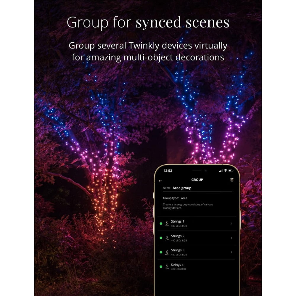 Twinkly App-Controlled 65.6ft Smart String LED Lights with 250 RGB LEDs - WiFi & Bluetooth Connectivity, Sync with Music, Indoor/Outdoor Use (IP44), Compatible with Google Assistant & Amazon Alexa - Image 8
