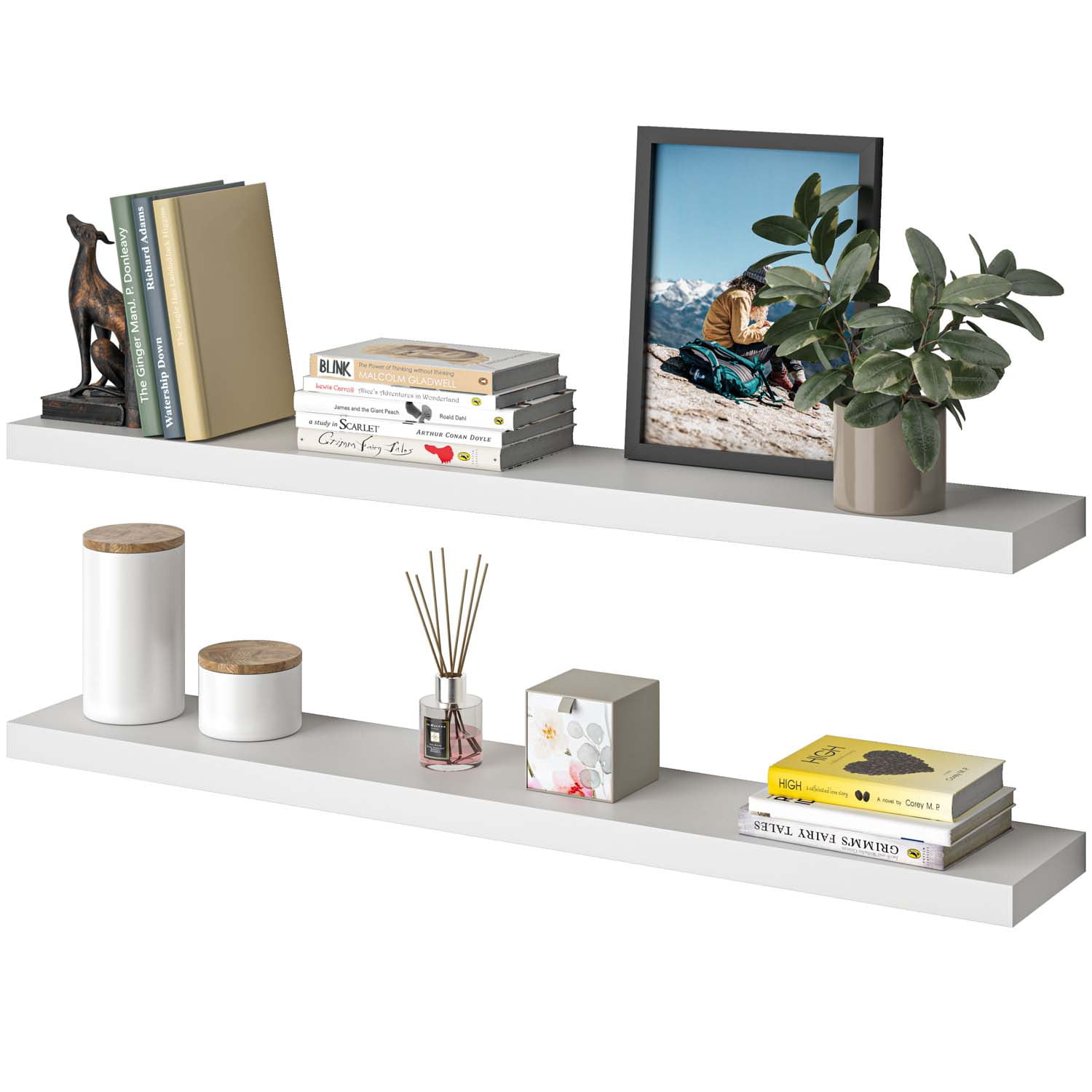 Ballucci 48" Floating Shelves, 2-Pack Wood Wall Shelf Set with Invisible Brackets, 8" Deep, White - Image 7