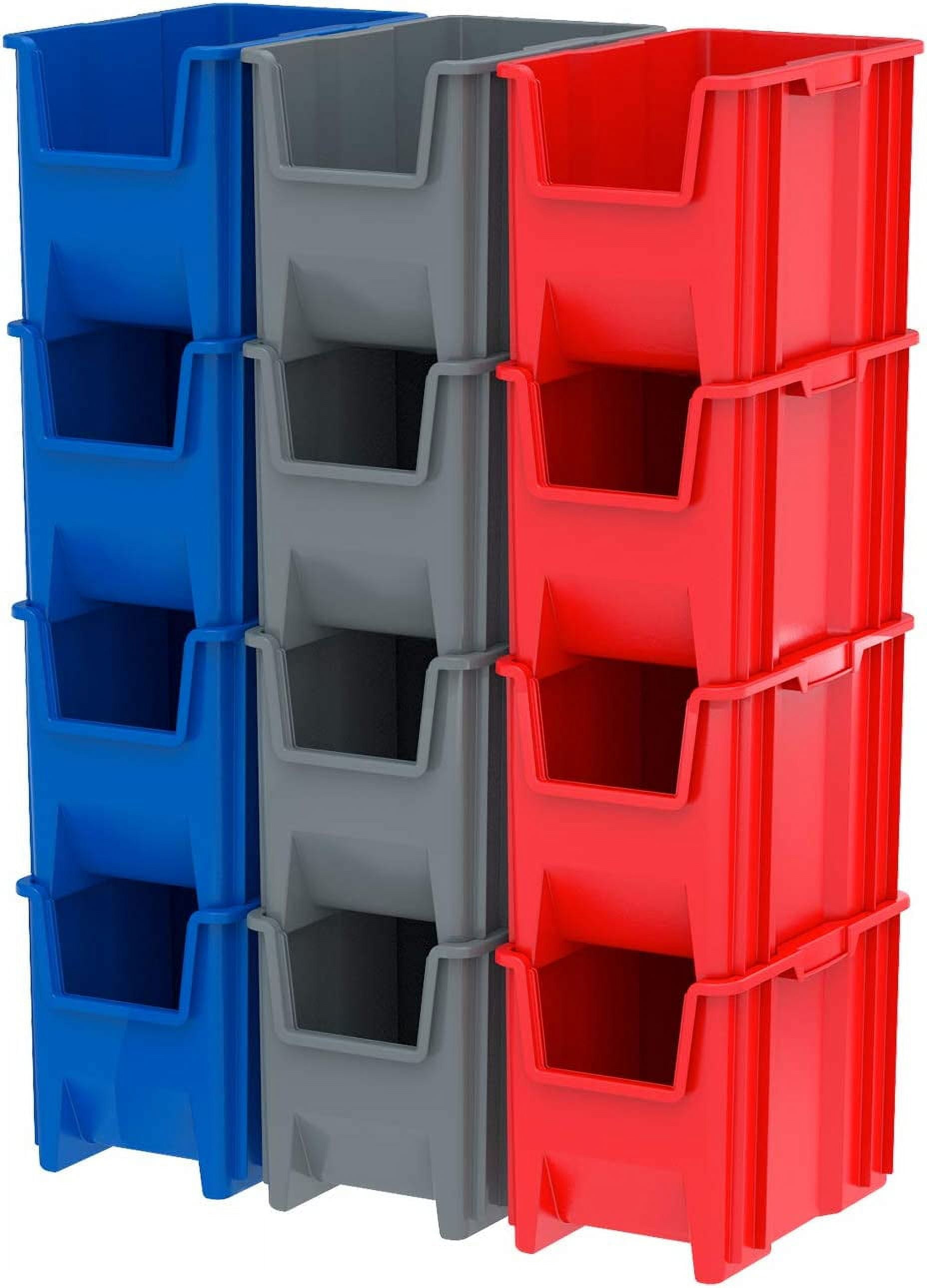 Akro-Mils Stak-N-Store 13014 Large Storage Bins Stackable Heavy Duty Containers, 17.5"x11"x12.5", Blue, 4-Pack - Image 12