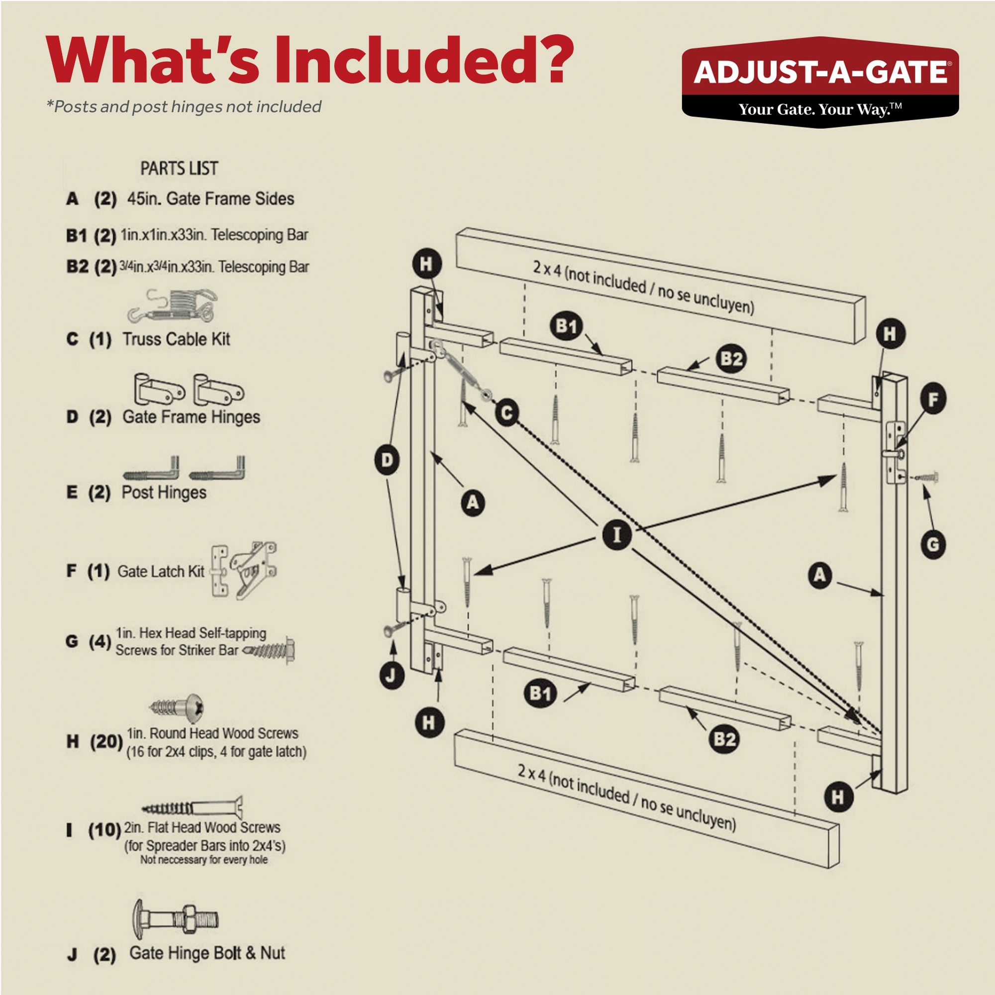 Adjust-A-Gate Steel Frame Gate Building Kit, 36"-72" Wide Opening Up To 6' High - Image 6