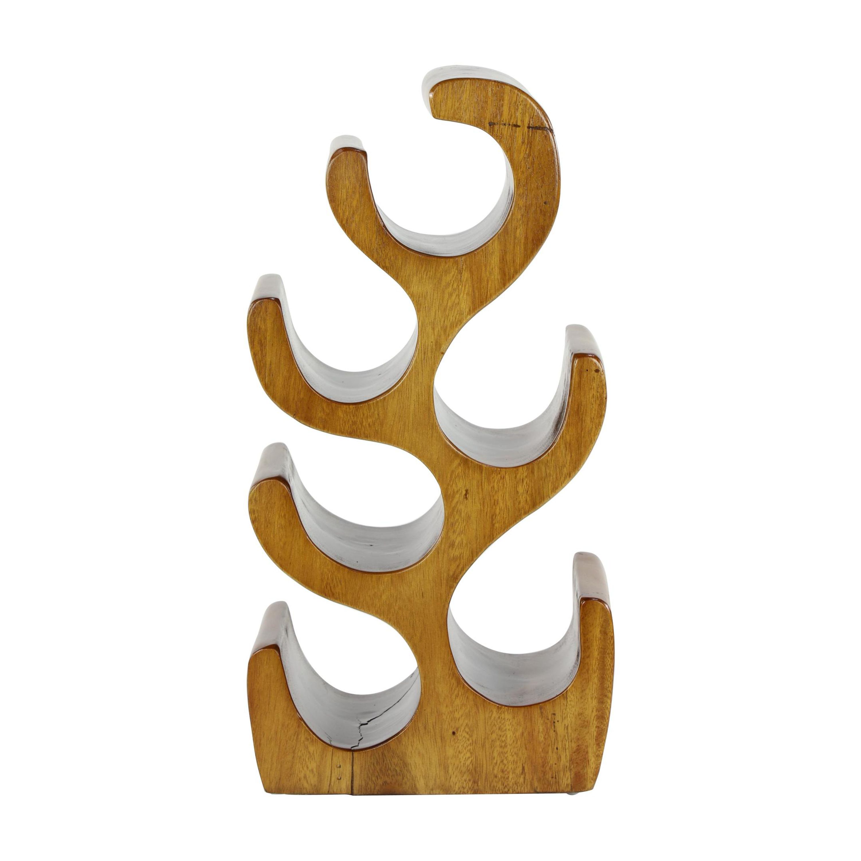 6- Bottle Brown Curved Tree Shaped Wine RackDecMode 10" x 20" Brown Teak Wood Curved Tree Shaped 6 Bottle Wine Rack, 1-Piece - Image 10