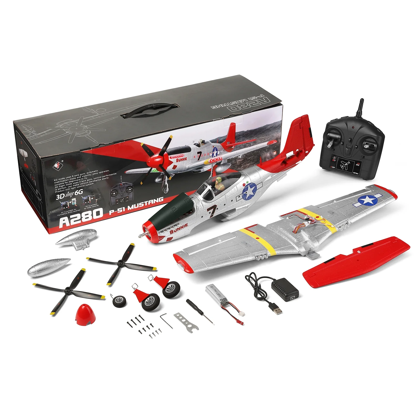 RC Plane, 2.4GHz 4 Channel Brushless Remote Control Jet Airplane for Adults, WLtoys RC Aircraft Fighter with 6-Axis Gyro, LED Searchlight, Easy to Fly for Boys and Girls - Image 5