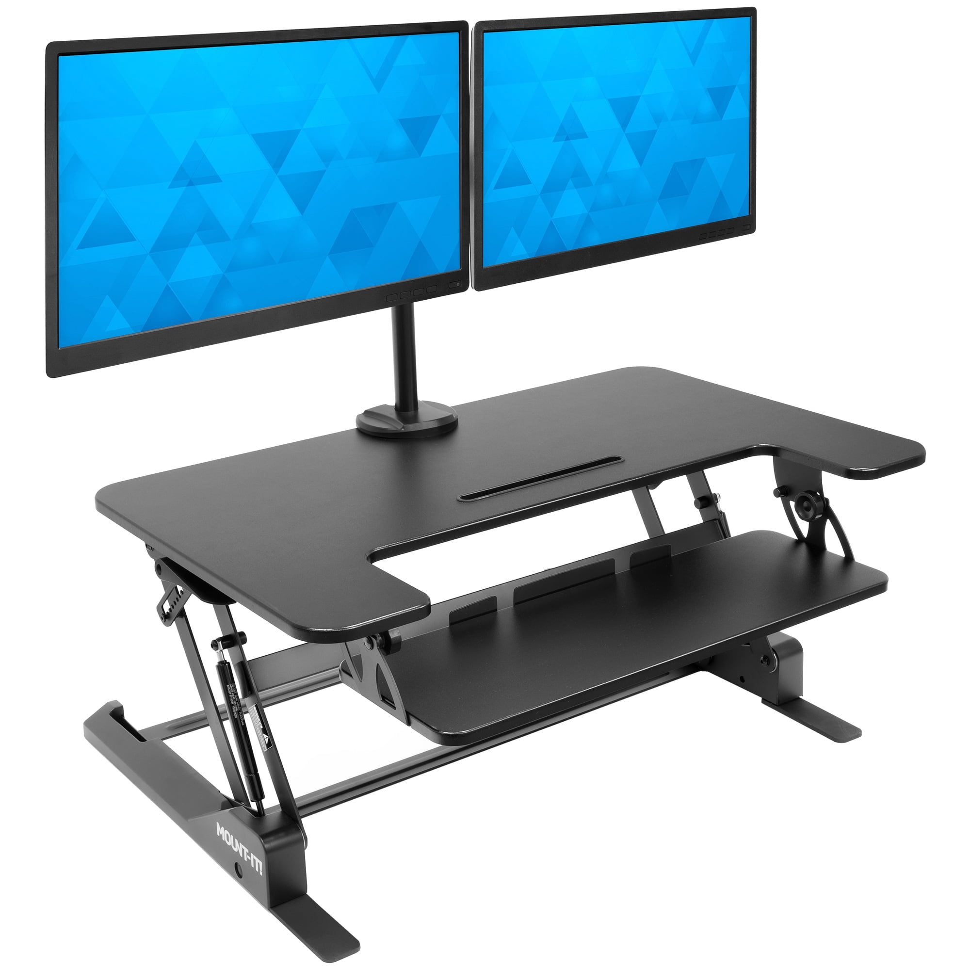 Mount-It! Standing Desk Converter with Dual Monitor Mount, 36 inch Platform, Fits Up To 32" Monitors - Image 5