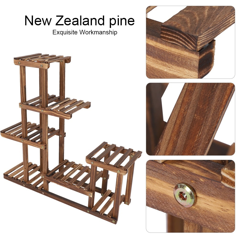 Wobythan Multi-Tiers Wooden Plant Stand Balcony Garden Flower Plant Stand Display Shelf - Image 9