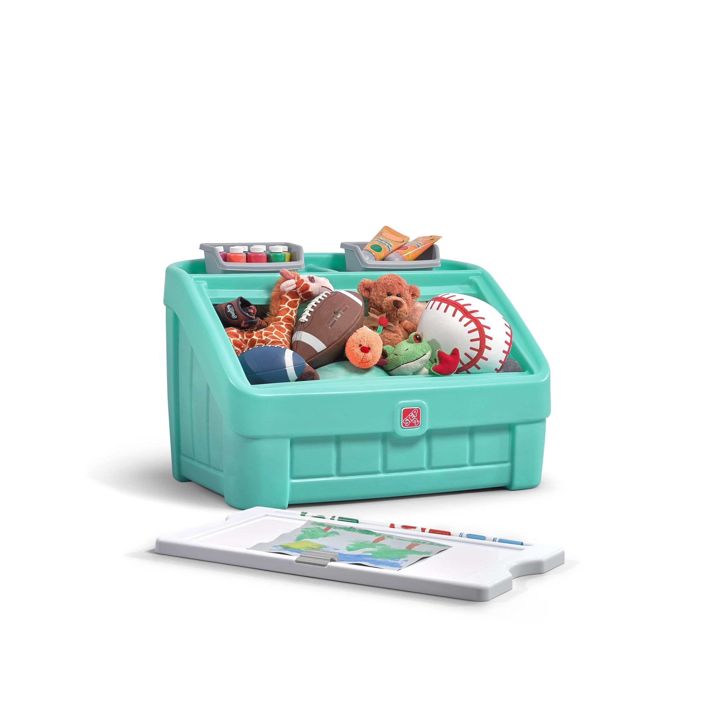 Step2 2-in-1 Mint Toy Storage Box with Art Lid for Toddlers - Image 20