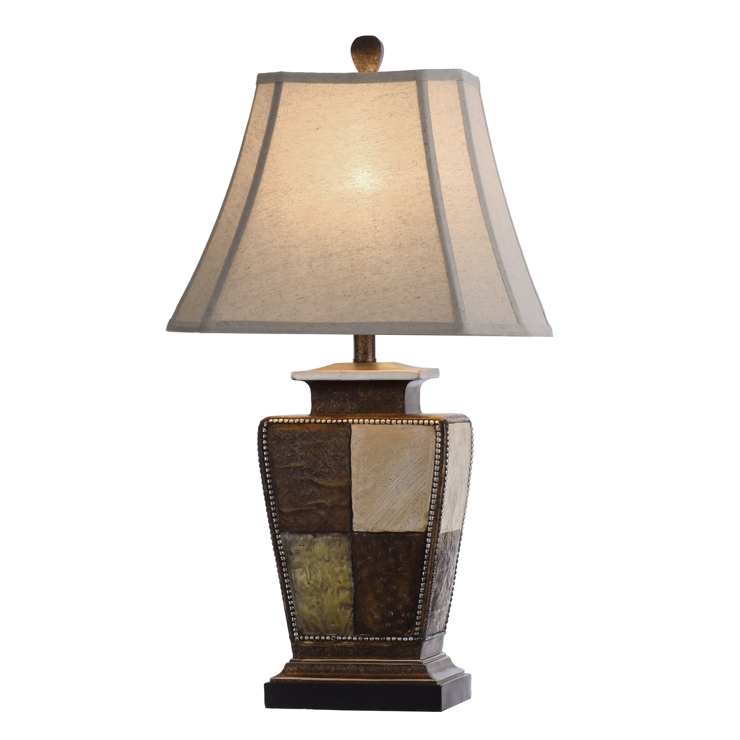 Austin Table Lamp - Bronze, Cream, Gold Leaf Finish - Taupe Fabric Shade - Image 4