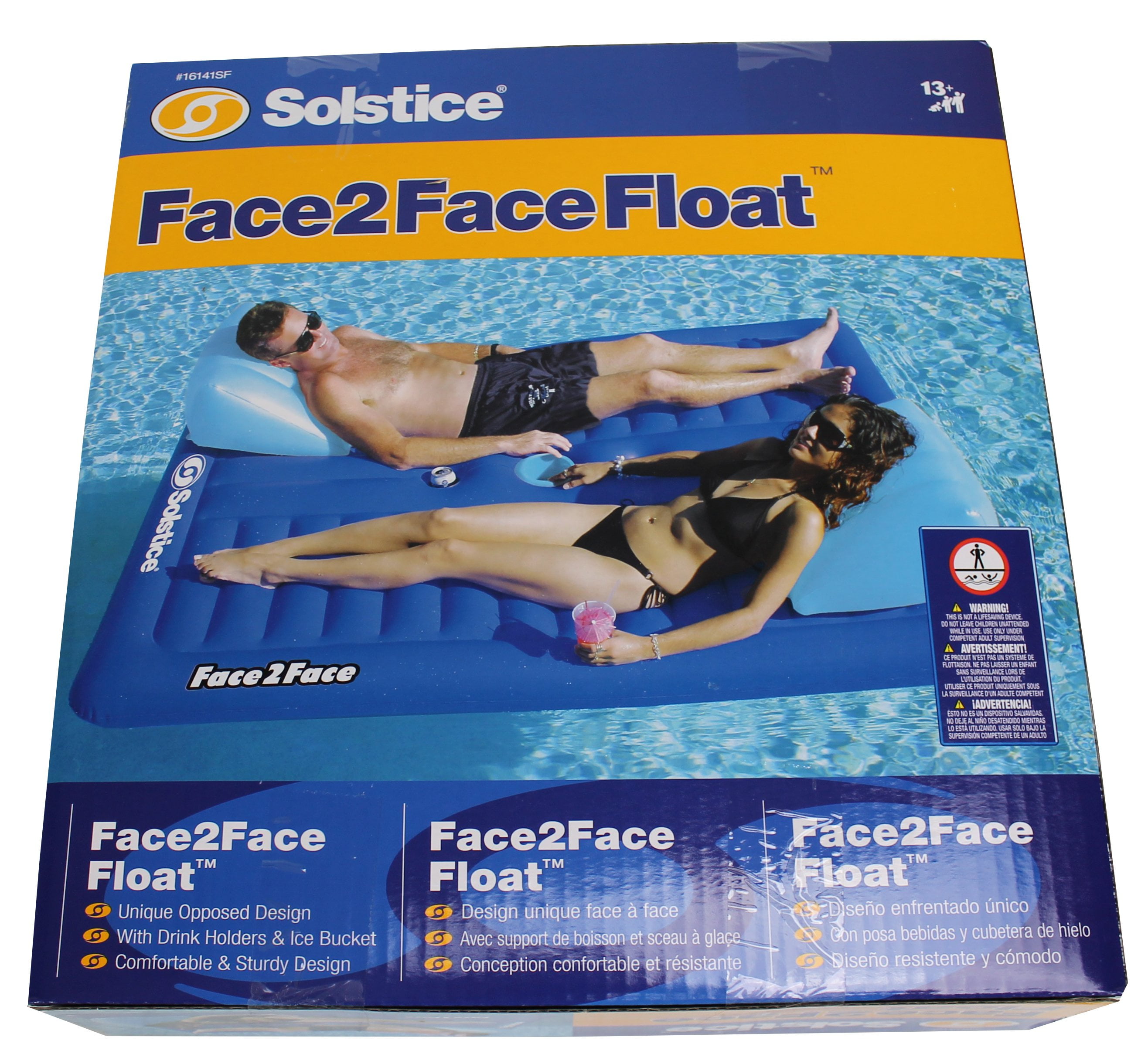 Solstice Vinyl Face To Face Pool Float, Blue - Image 3