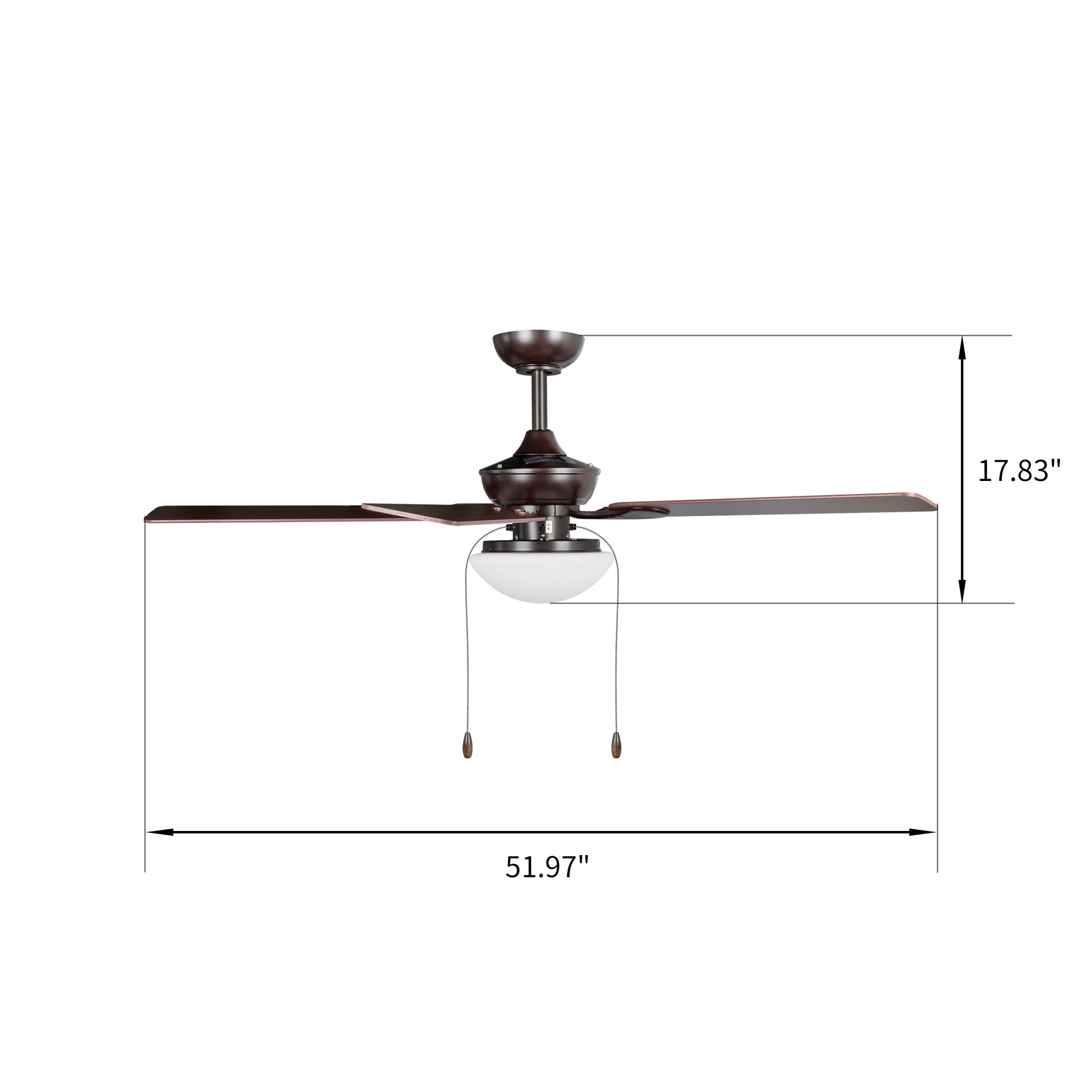 Mainstays 52" Indoor/Outdoor Oil Rubbed Bronze 5 Blade Reverse Airflow Ceiling Fan, 1 LED Bulb - Image 11