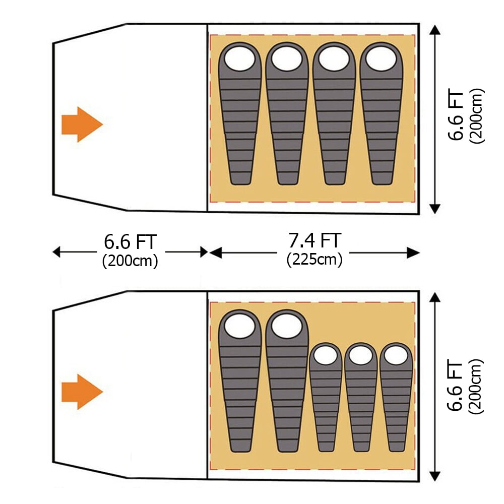 4/5 Person Family Tunnel Tent for Camping,iClover 2 Room Ultralight Backpacking Tent with Front Vestibule, Waterproof Double Layer Classic 4 Season Tents, Easy Setup for Outdoor Sports - Image 9