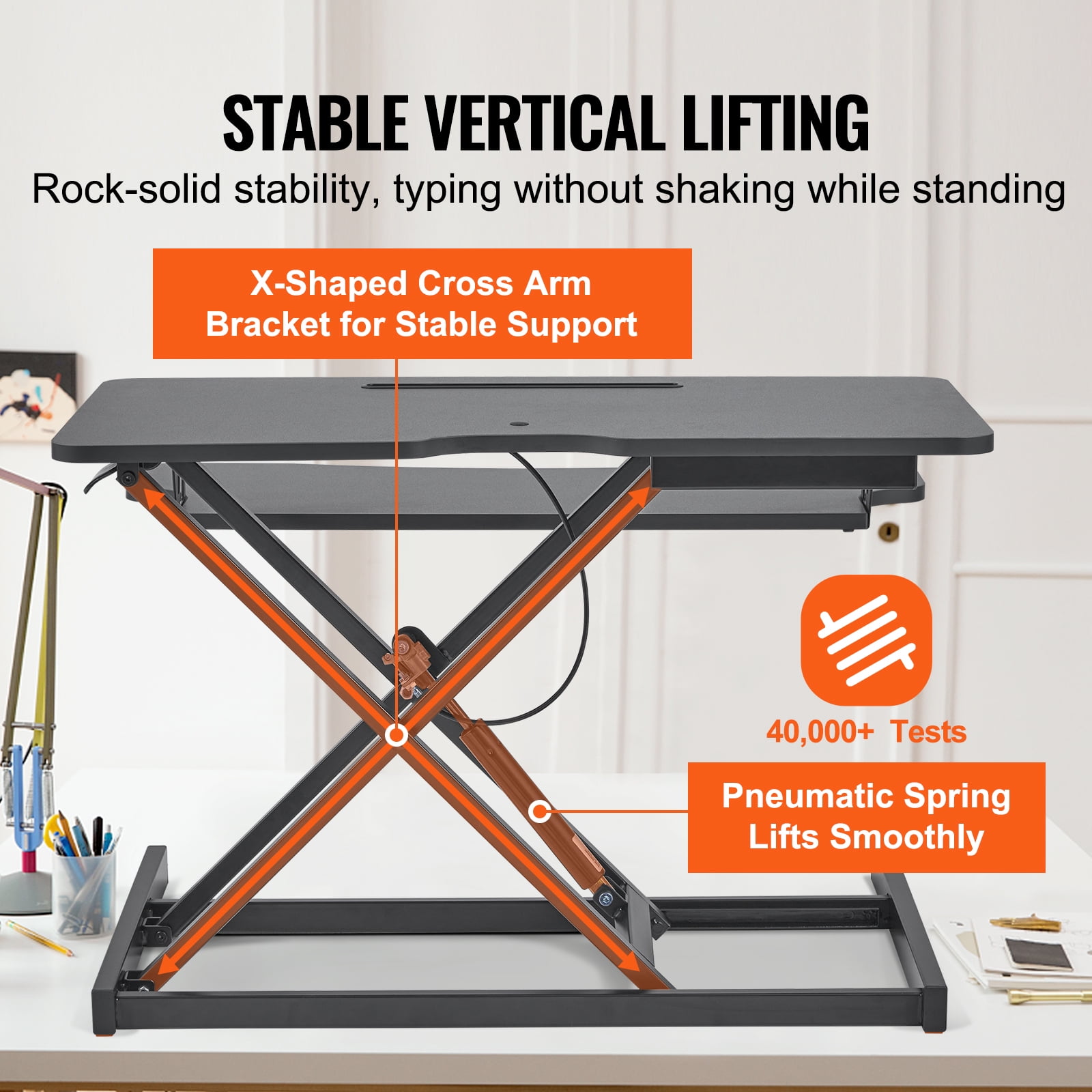 VEVOR Standing Desk Converter 2-Tier Stand up Desk Riser 36" Adjustable Height - Image 8