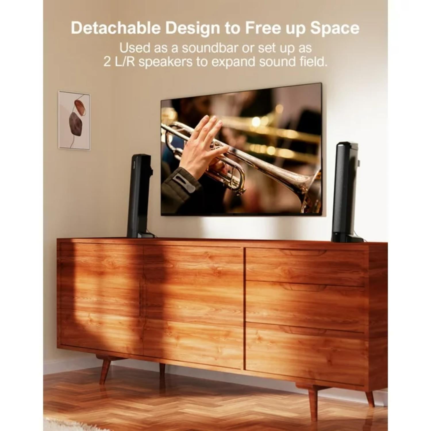 ULTIMEA 2.2ch Sound Bar for TV, Built-in Dual Subwoofer, 2 in 1 Separable Bluetooth 5.3 Soundbar , Bassmax Adjustable TV Surround Sound Bar, HDMI-ARC/Optical/Aux Home Theater Speakers, Wall Mount - Image 3