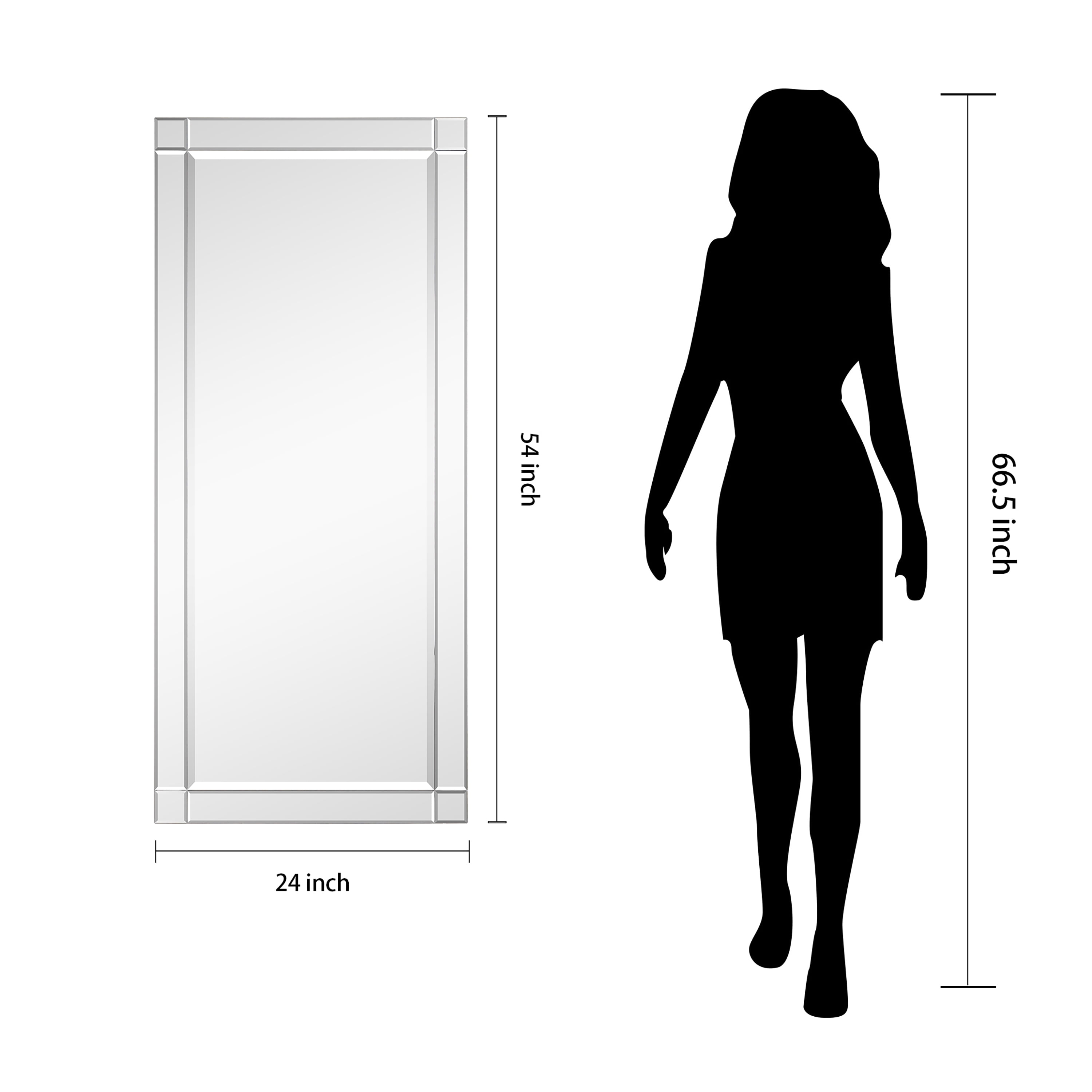 Empire Art Direct Moderno Squared Corner Beveled Rectangle Wall Mirror, 24" x 54", Ready to Hang - Image 10