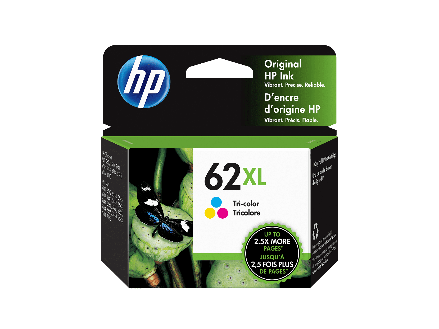 HP 62XL High Yield Tri-color Original Ink Cartridge, ~415 pages, C2P07AN#140 - Image 3