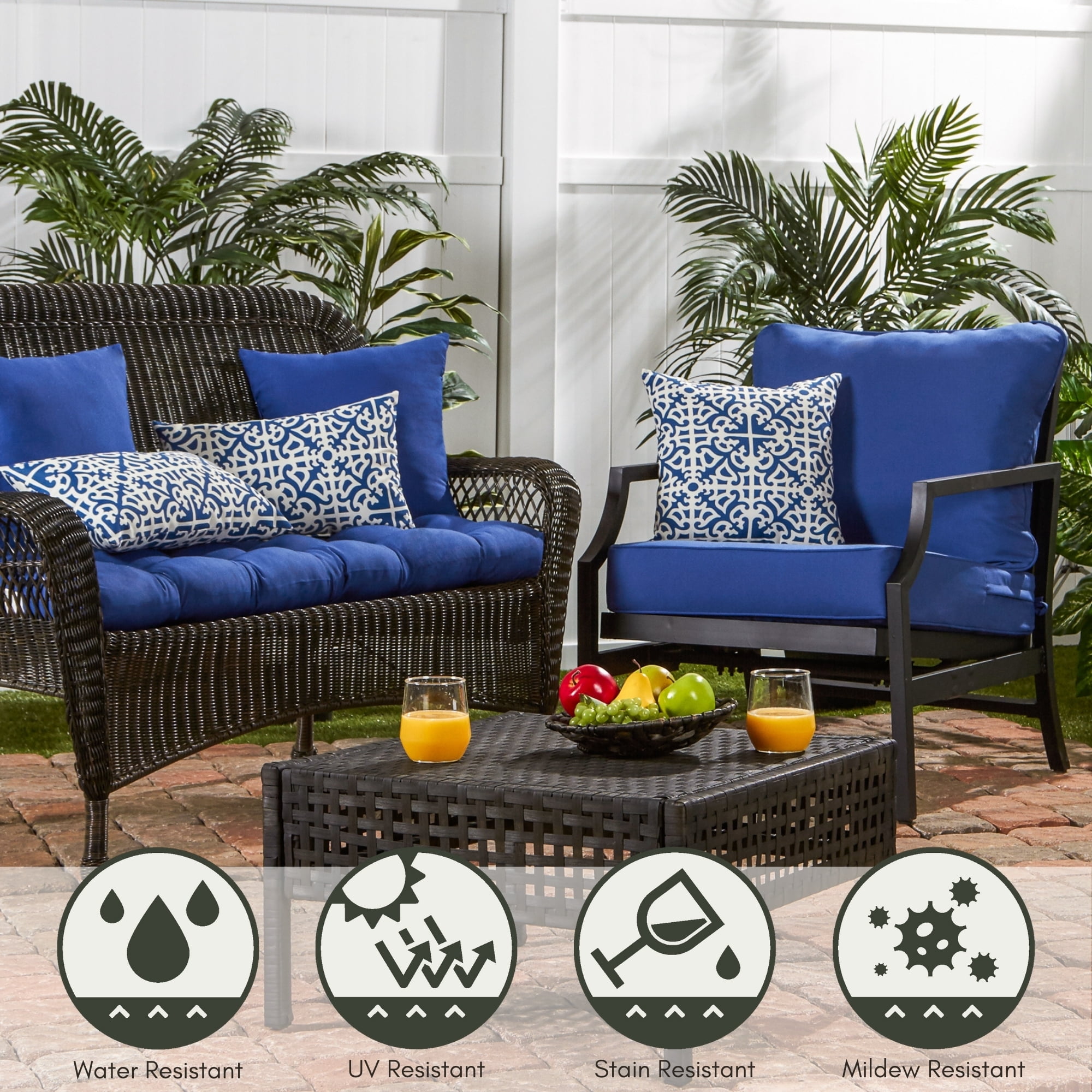 Greendale Home Fashions 24 x 24 in. Marine Blue Premium 2-Piece Deep Seat Cushion Set - Image 6