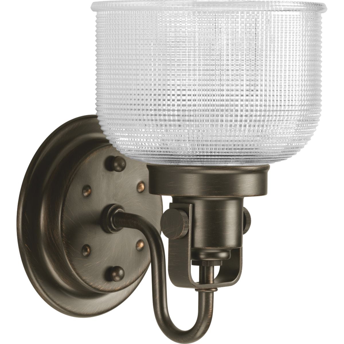 Archie Collection One-Light Venetian Bronze Clear Double Prismatic Glass Coastal Bath Vanity Light - Image 4