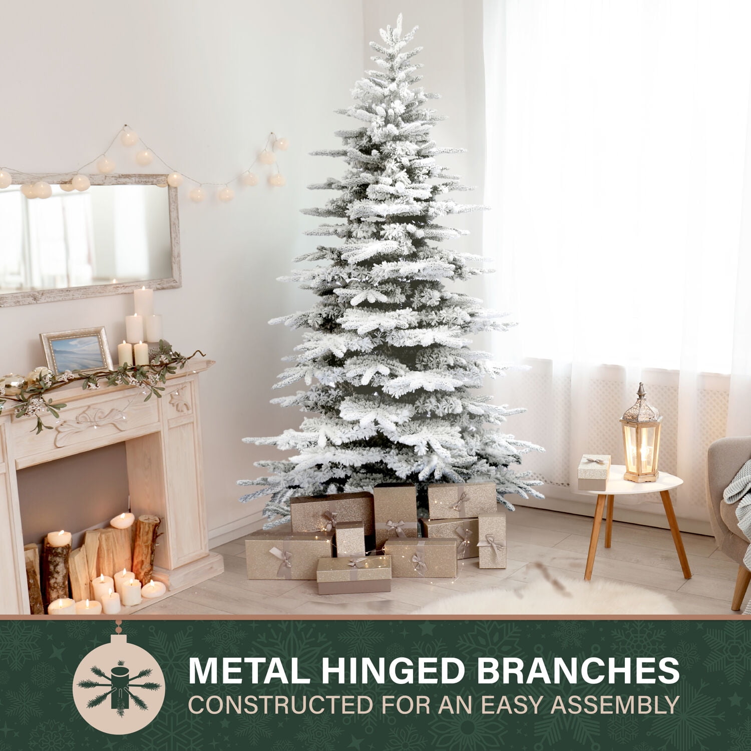 Fraser Hill Farm 6.5-Ft. Flocked Pine Valley Christmas Tree, FFPV065-0SN - Image 3