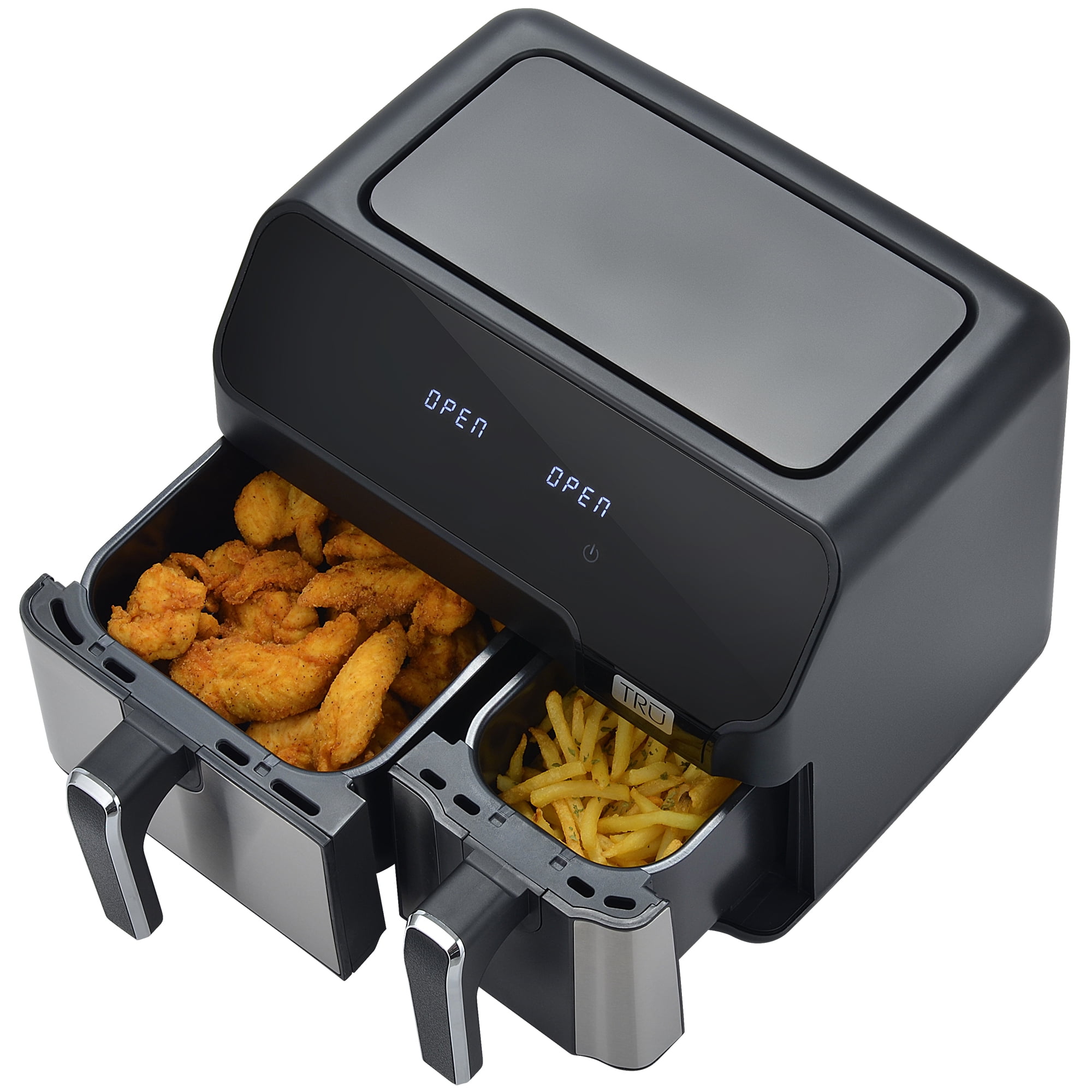 TRU 9 Quart Dual Basket Digital Air Fryer Black and Stainless - Image 3